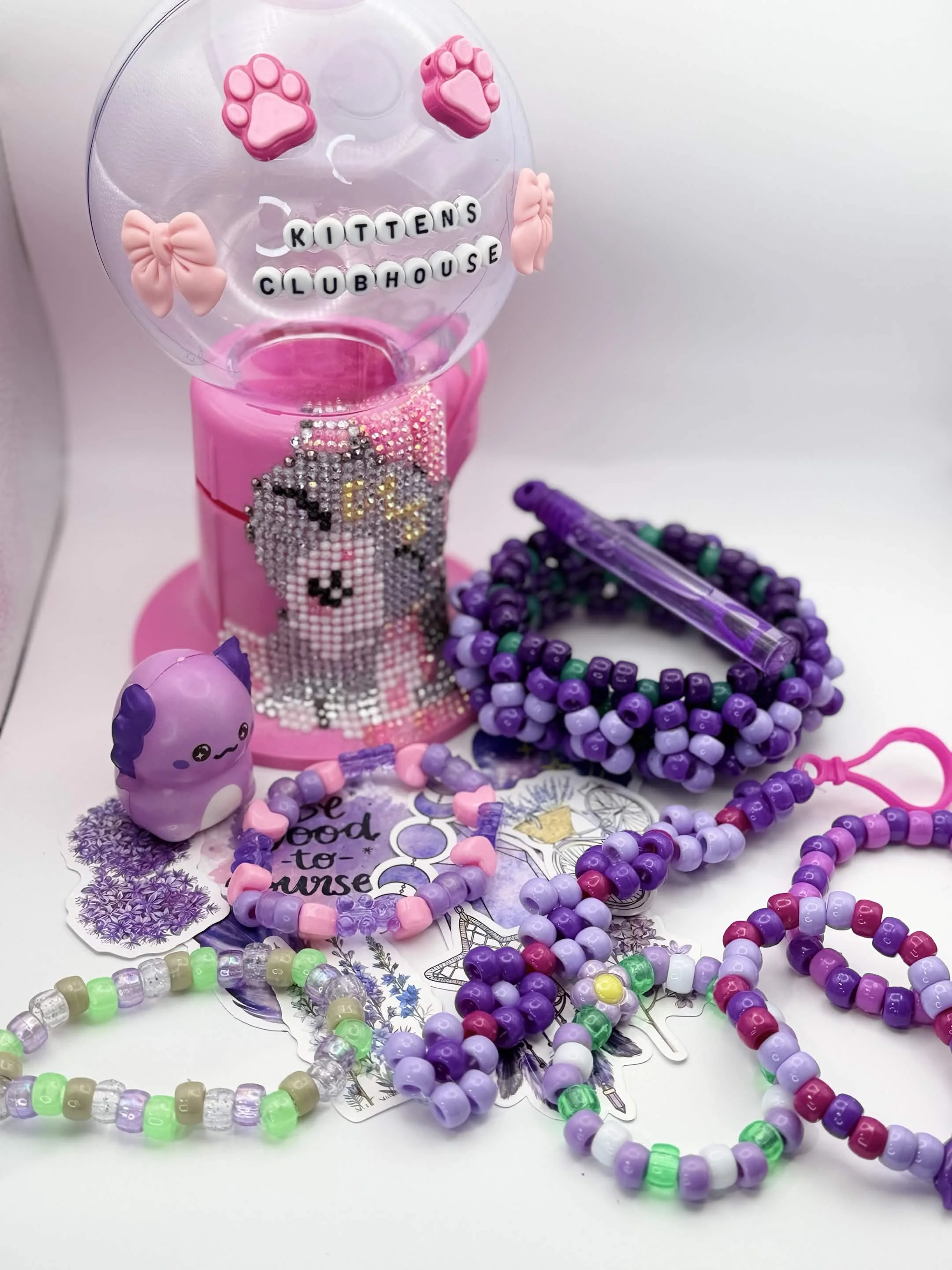Lavender Themed Premade PLUR Package - Kandi Cuff, Singles, & Trinkets