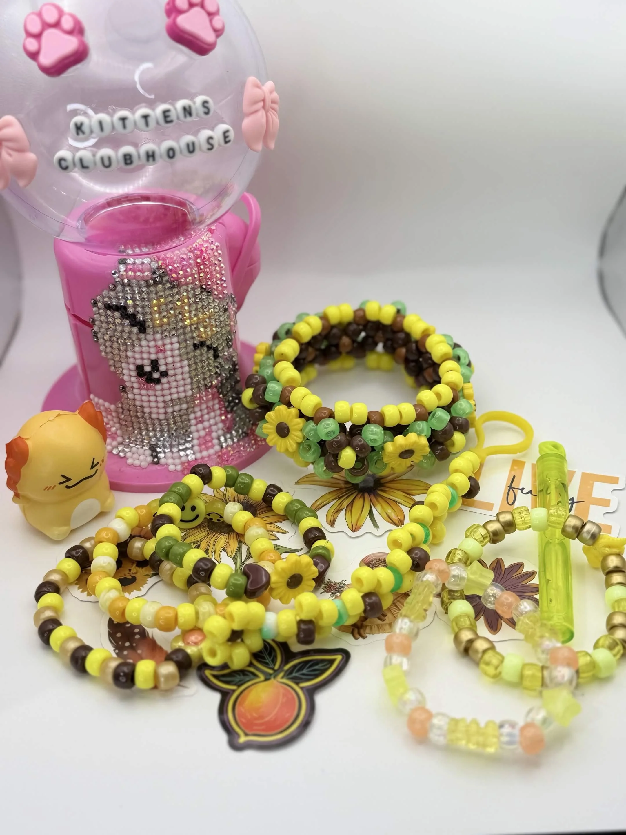 Sunflower Themed Plur Package - Kandi Cuff, Singles, and Trinkets