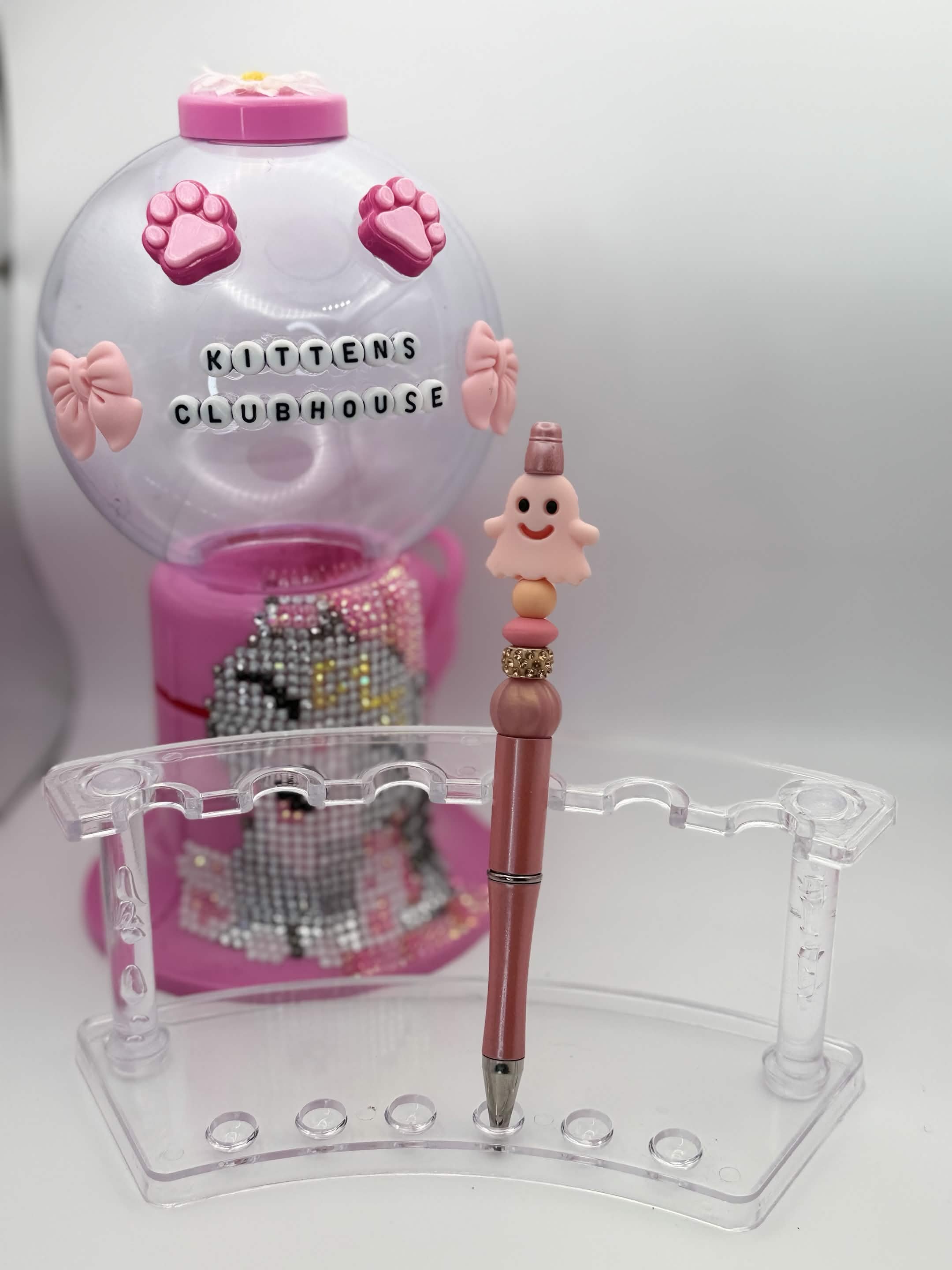 Rose Gold Ghost Refillable Beaded Pen