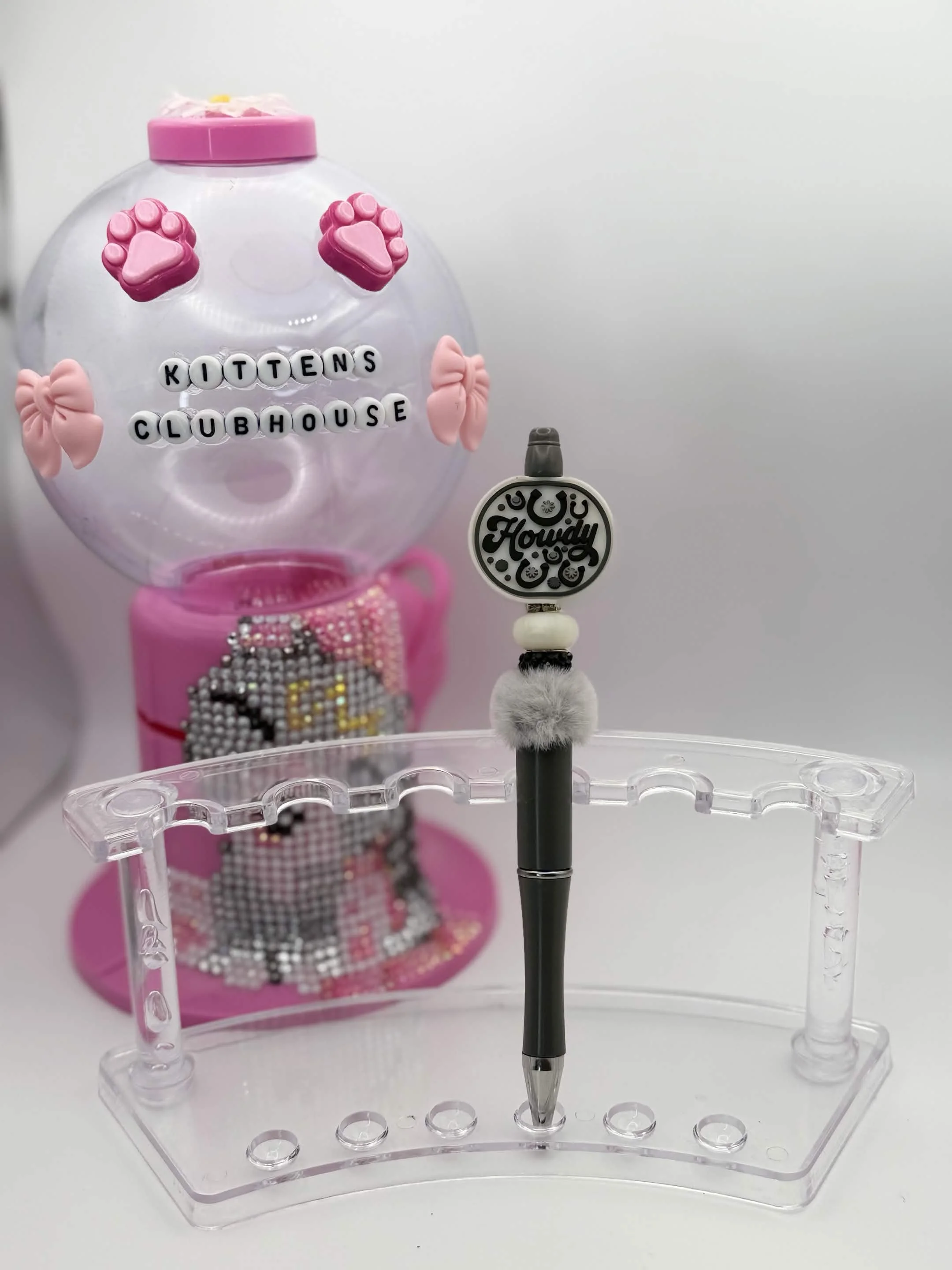 Black & White Howdy Refillable Beaded Pen