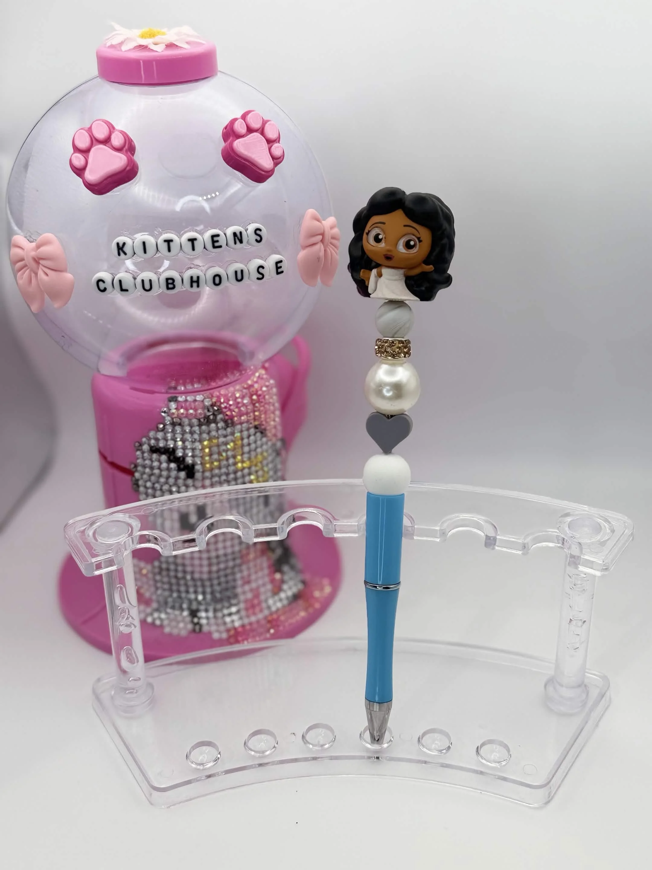 Melpomene Disney Doorable Refillable Beaded Pen • Handmade Bead Pen • Greek Muse‑Inspired Stationery