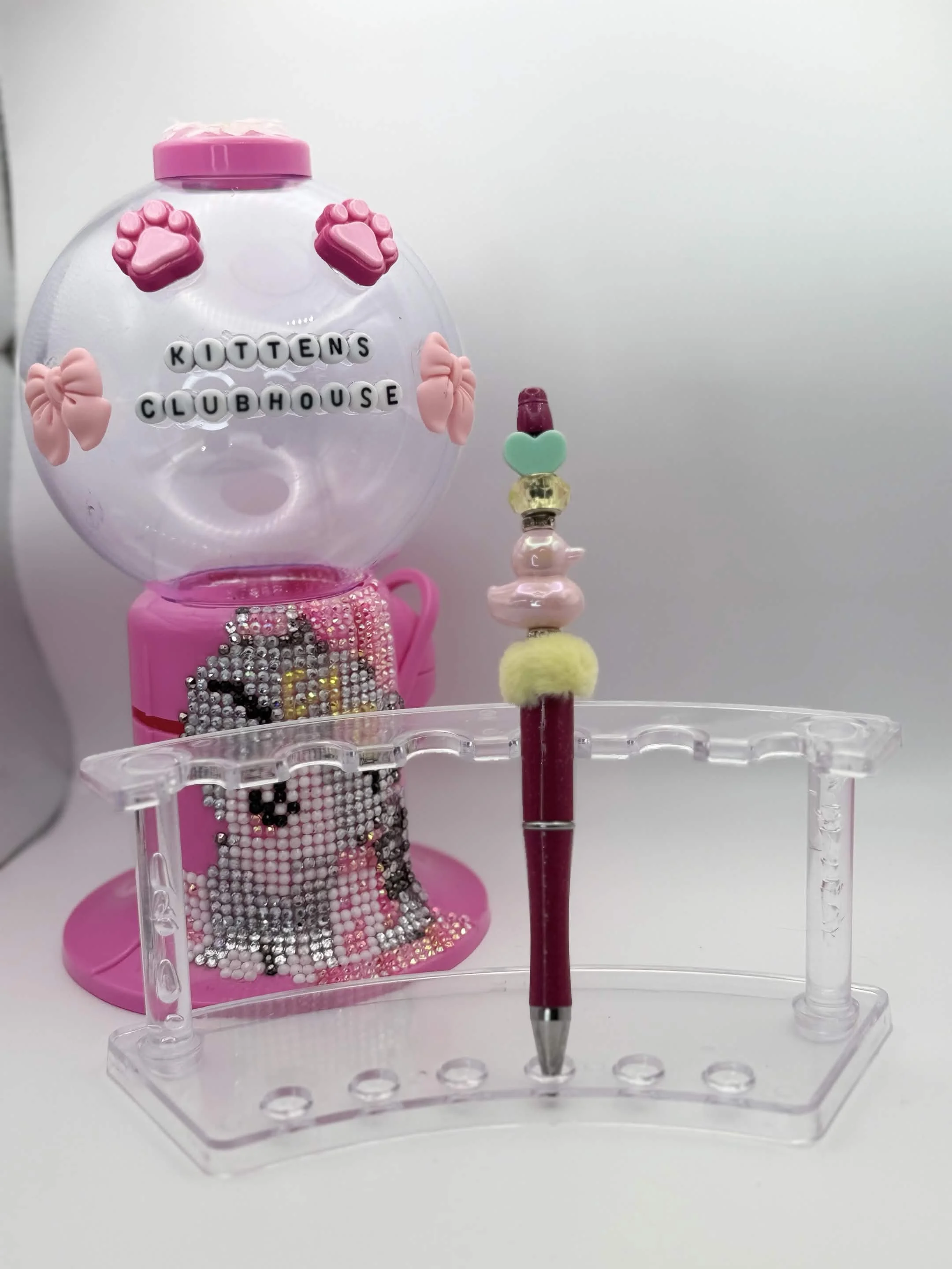 Pink Duck Beaded Refillable Pen