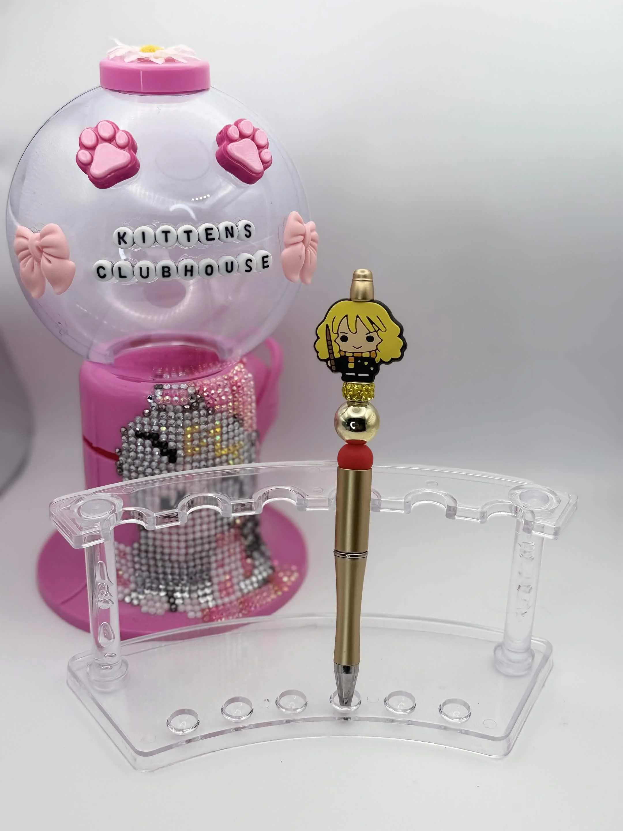 Golden Girly Wizard Refillable Beaded Pen