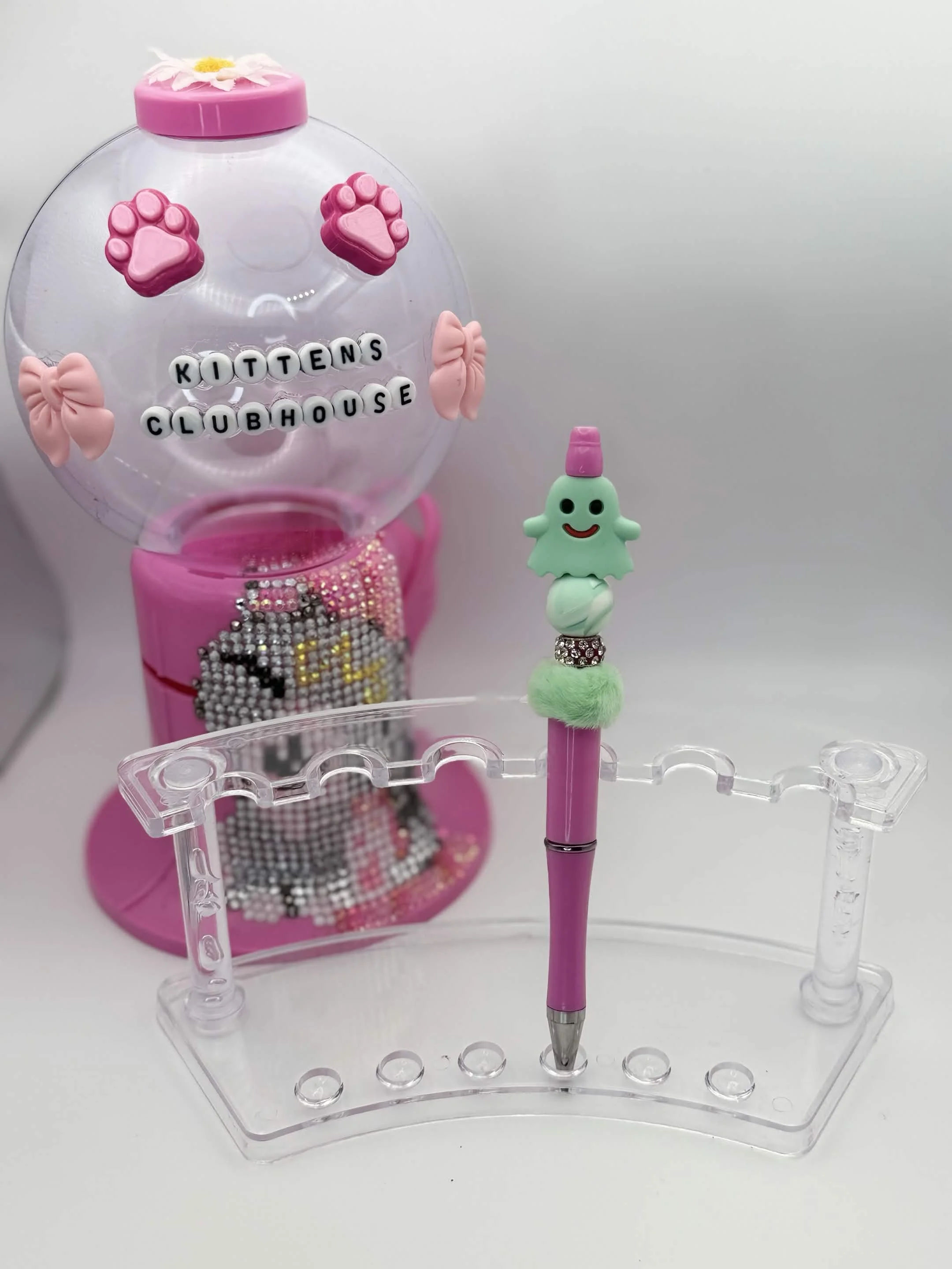 Teal & Purple Ghost Refillable Beaded Pen