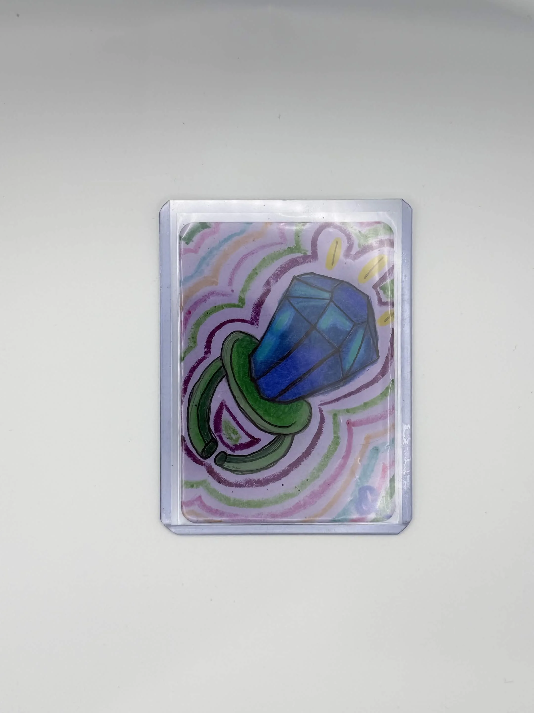 Ring Pop Gem Original ACEO • Colored Pencil & Crayon Mini Art • 2.5" x 3.5" Collectible Art Card