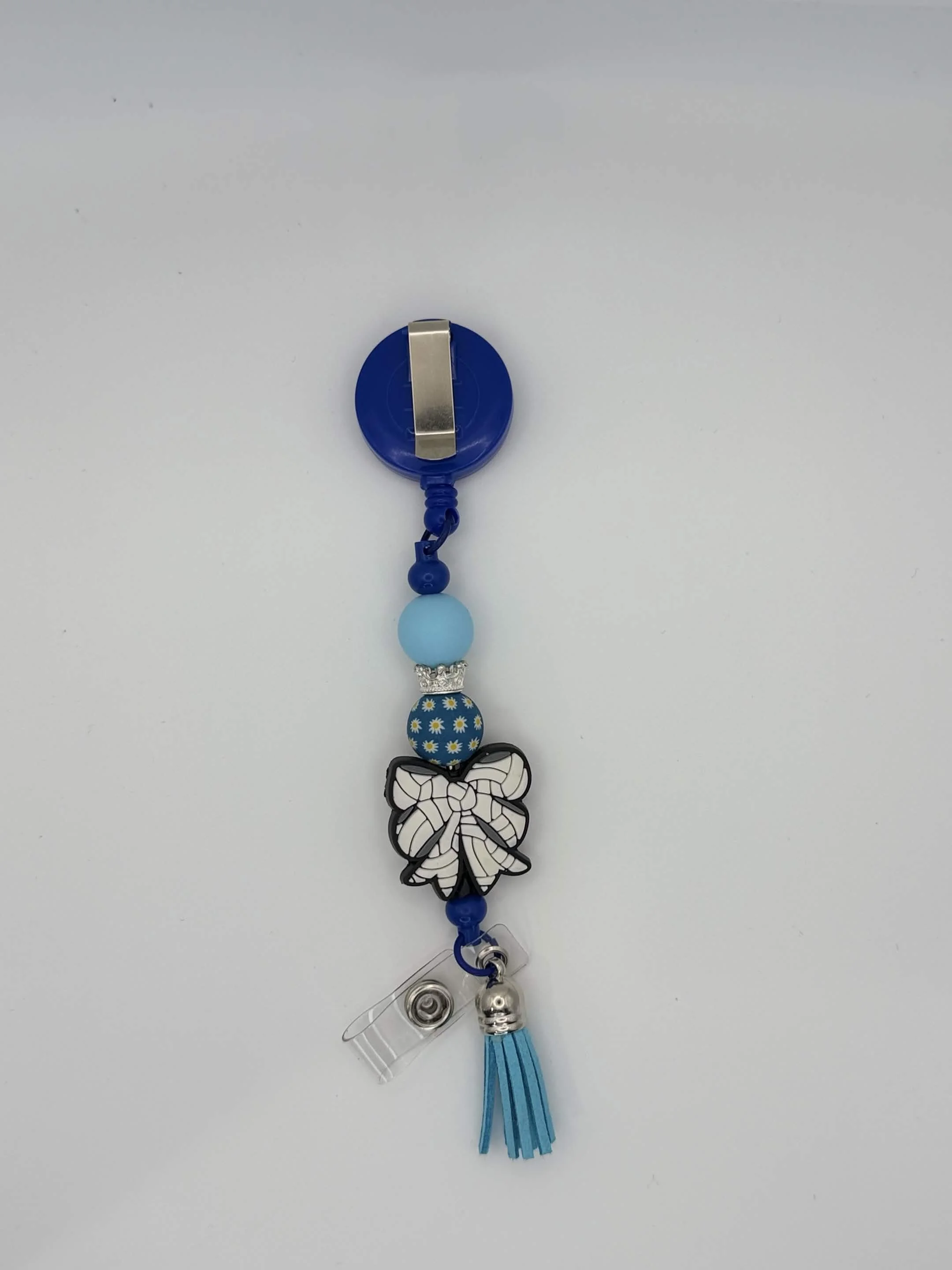 Volleyball Coquette Bow Badge Reel with Tassel | Sporty & Stylish ID Holder