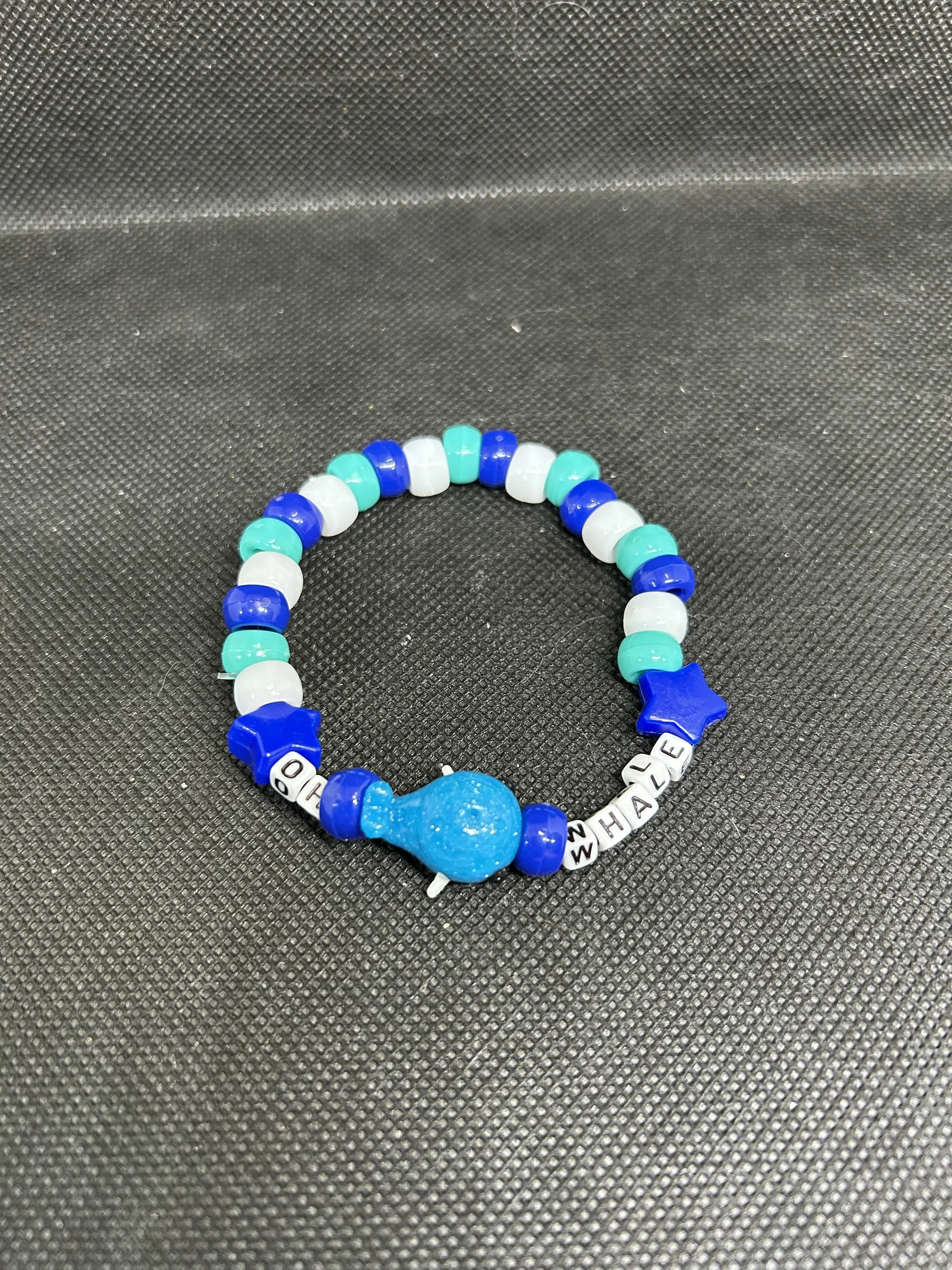 “OH WHALE” Kandi Bracelet | Ocean-Themed Rave Single with Blue Whale Charm & Teal Beads