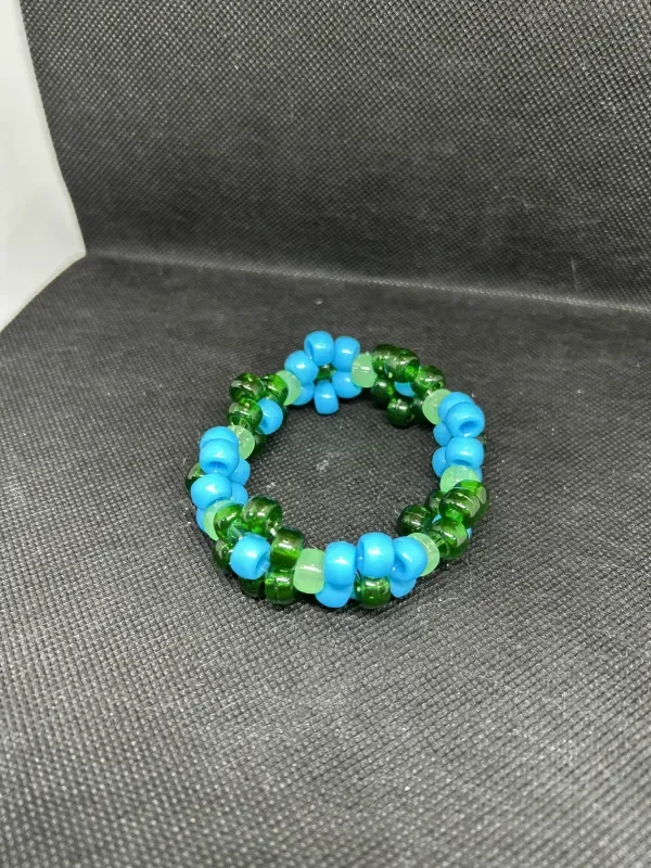 Teal & Green Flower Kandi Cuff