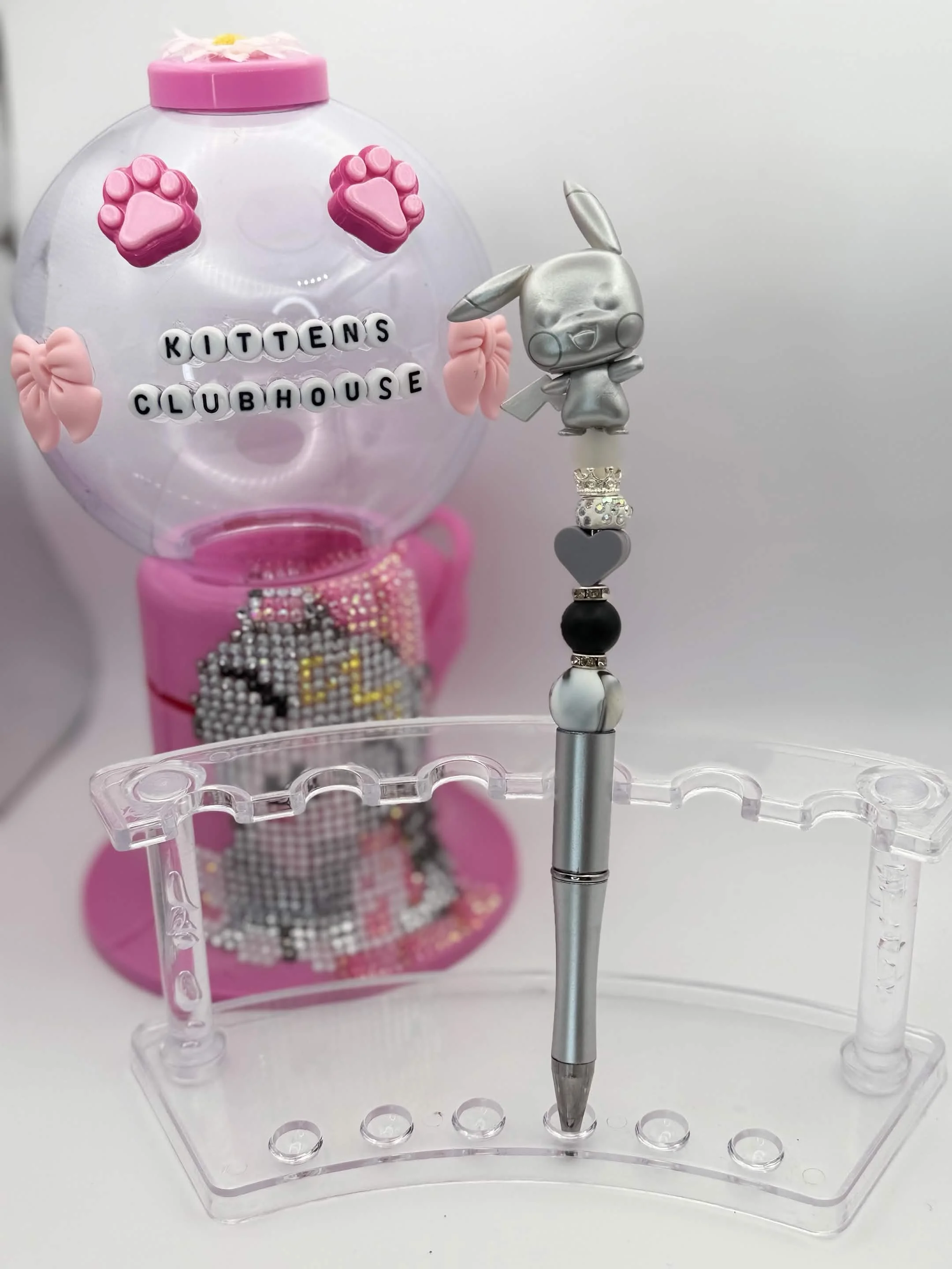 Silver Pikachu Funko Pop Refillable Beaded Pen