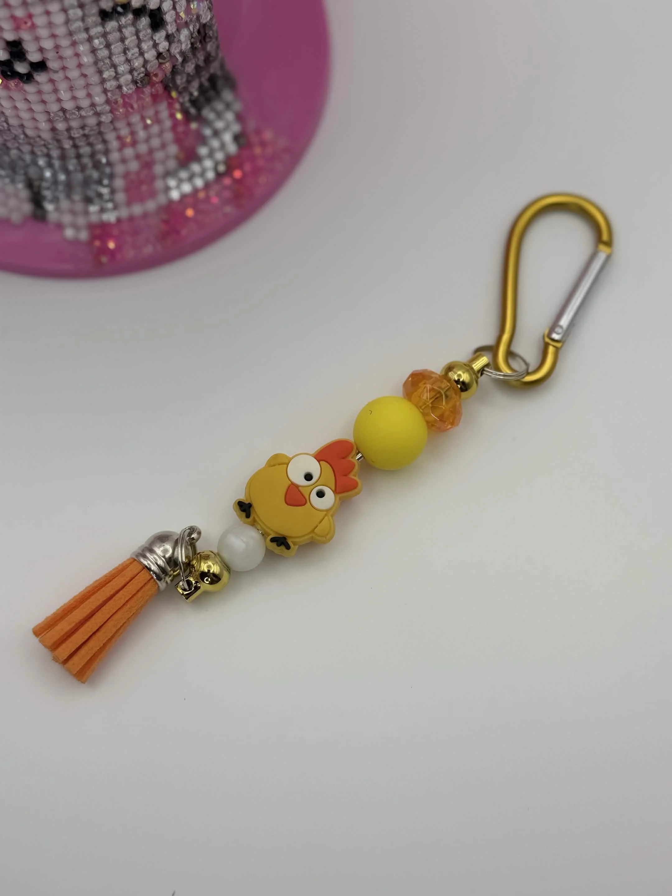 Sunny Chicken Keychain with Tassel | Cute Farm Animal Accessory for Bags, Badges & Gifts