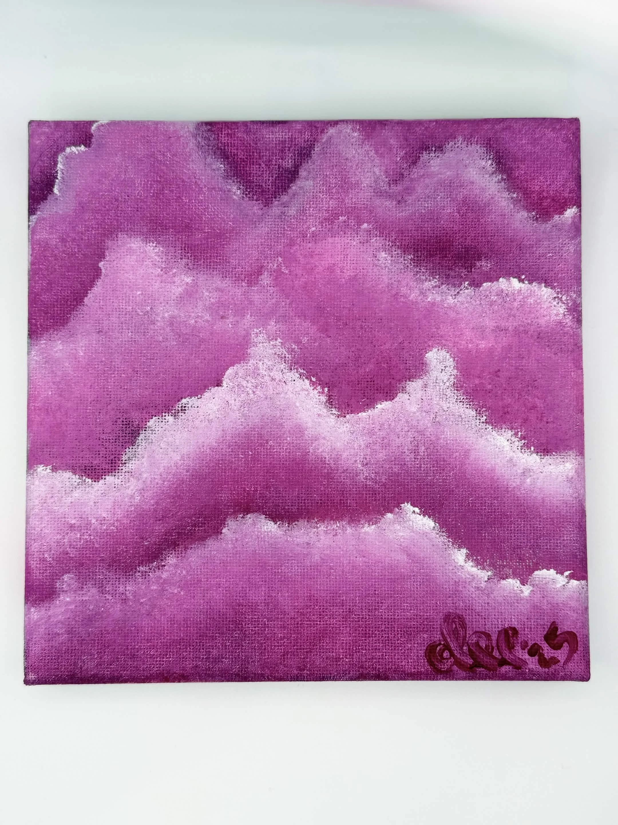 6x6 "Magenta Clouds" Original Acrylic Painting on Canvas