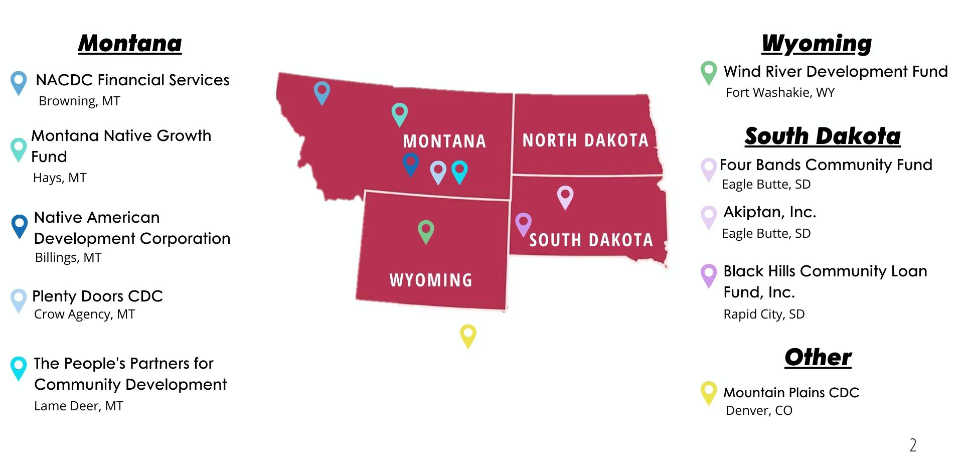 Mountain Plains Native CDFI Coalition - Map 