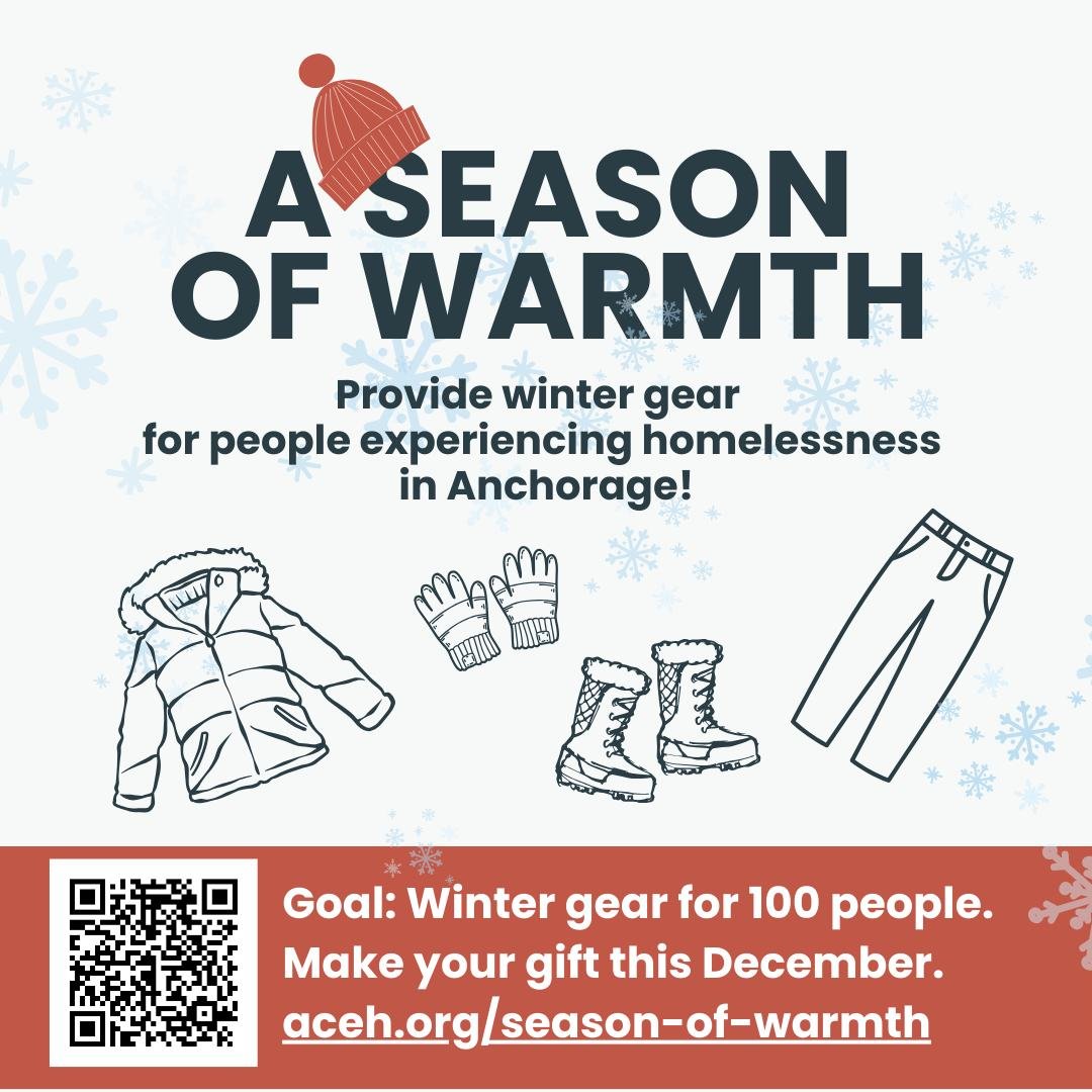❄️❄️❄️ Help us help our neighbors who are sleeping outdoors by outfitting them with head-to-toe winter gear. ❄️❄️❄️️ Donate soon to Season of Warmth and double your impact. A generous donor will match contributions up to a total of $2,000. Check our 