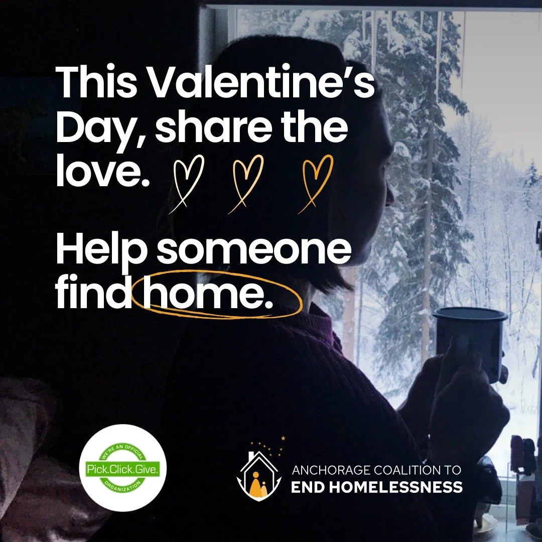 Alaskans take care of each other. ❤️ This Valentine&rsquo;s Day, please consider donating through Pick.Click.Give. to strengthen our community&rsquo;s homelessness response. Every donation helps connect someone with services and resources that can le