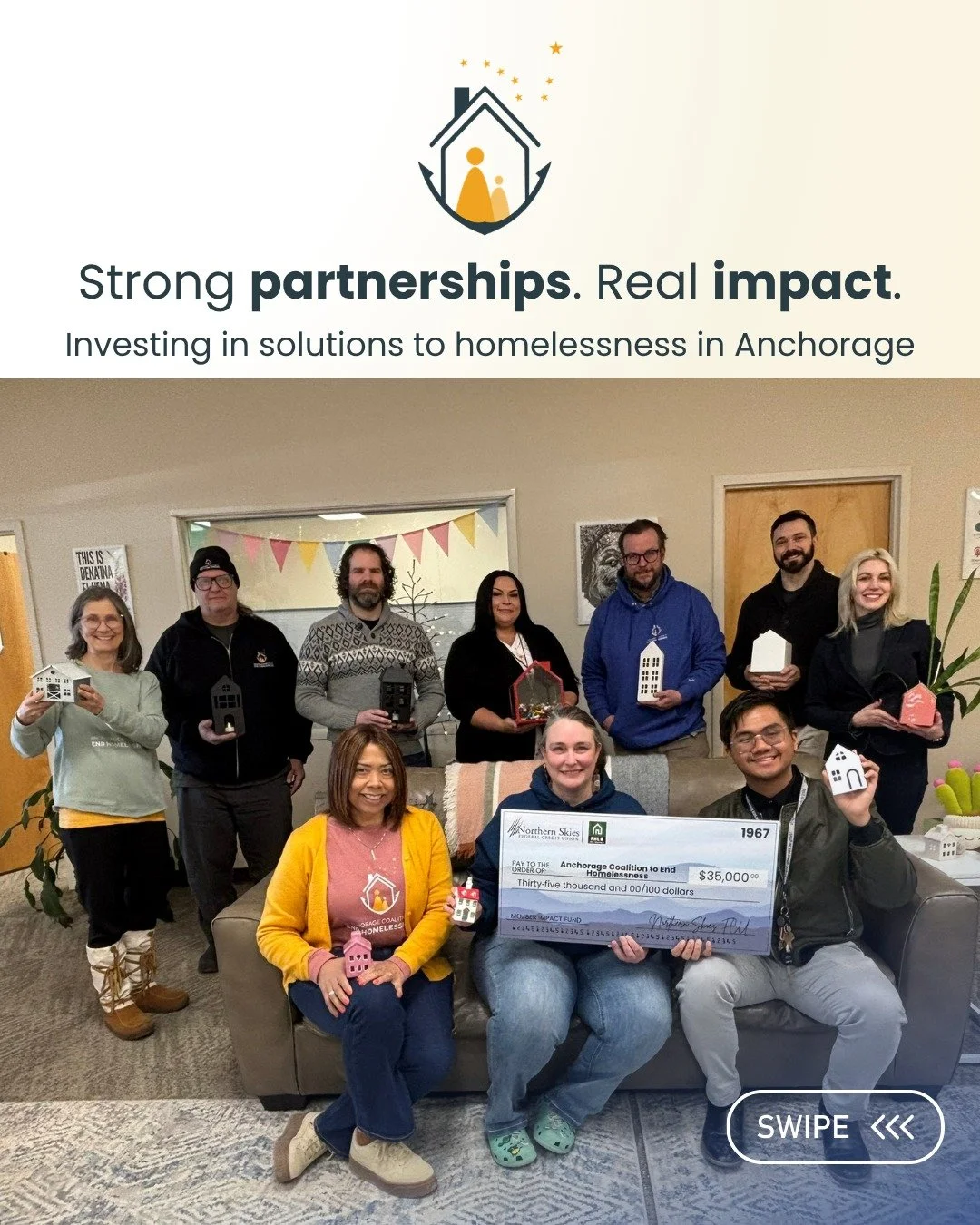 💥Strong partnerships just multiplied support for Anchorage neighbors working toward housing.💥

⚙️We are proud to be a recipient of grants through the Federal Home Loan Bank of Des Moines Member Impact Fund supported by three Alaska financial instit
