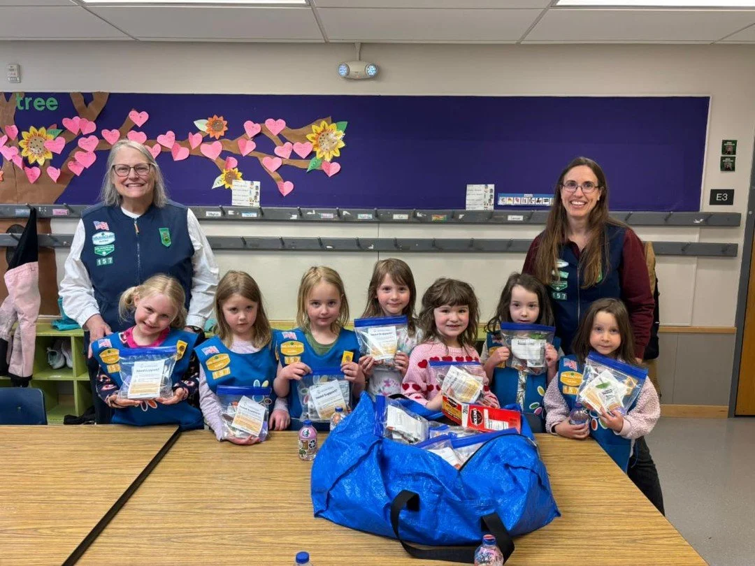 Thank you to Girl Scout Troop 157! These Daisy Scouts, in kindergarten and first grade in Anchorage, are helping make our community a better place. They recently assembled snacks for our unsheltered neighbors and engaged in a lively discussion about 