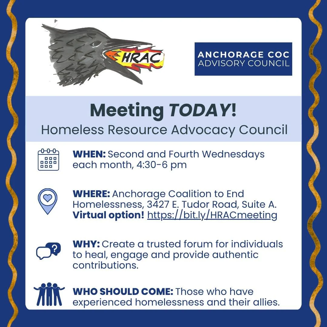 Please spread the word! Meeting is happening TODAY! Are you someone who has experienced homelessness or are close to someone who has? You may want to check out the Homeless Resource Advocacy Council! Meetings on the second and fourth Wednesdays at ou