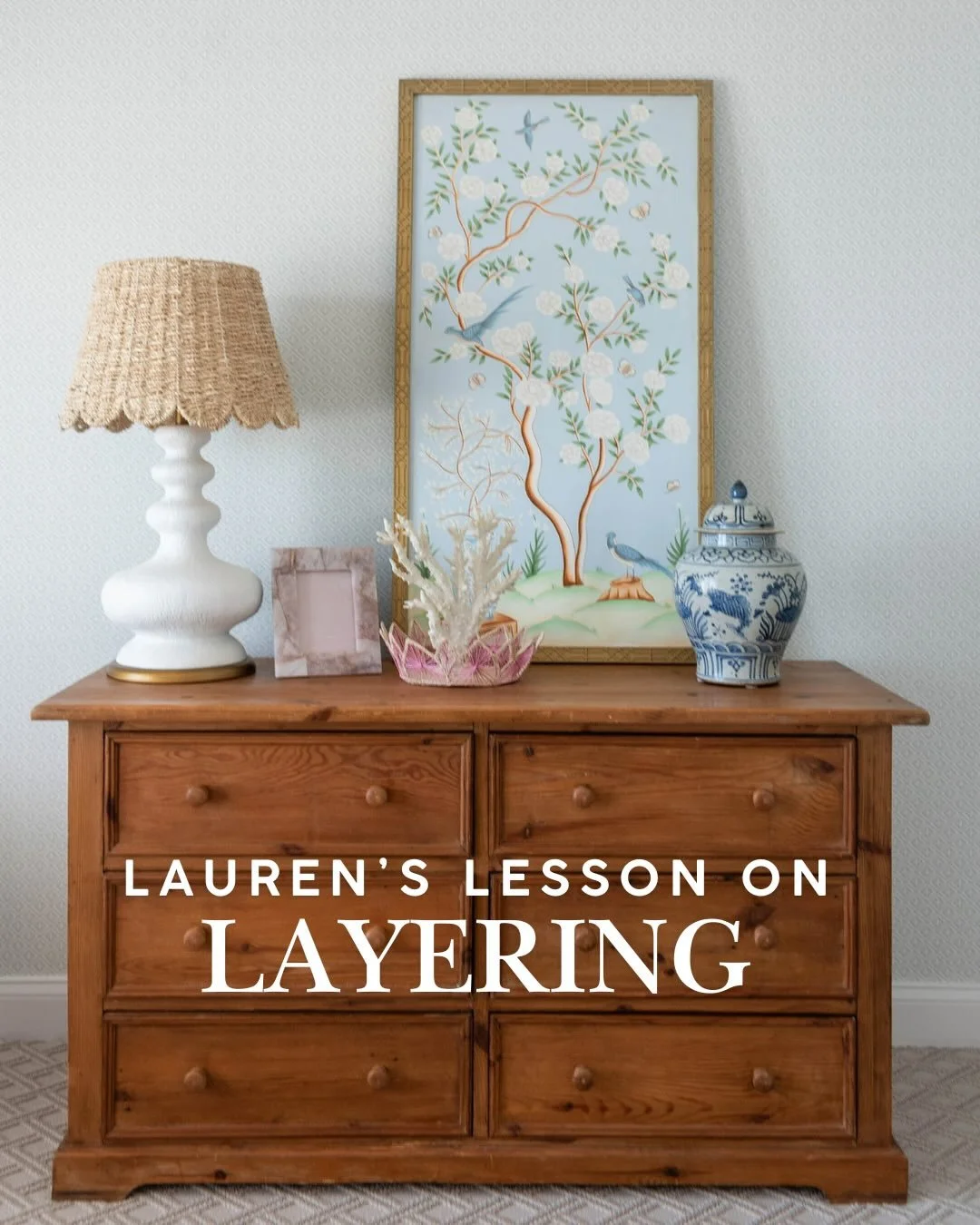 Lauren&rsquo;s lesson on picture-perfect layering&hellip;

I love balancing feminine touches (pops of pink, chinoiserie, and rattan) with grounded elements like wood accents, vintage pieces and deep blues, for a space that feels layered, intentional,