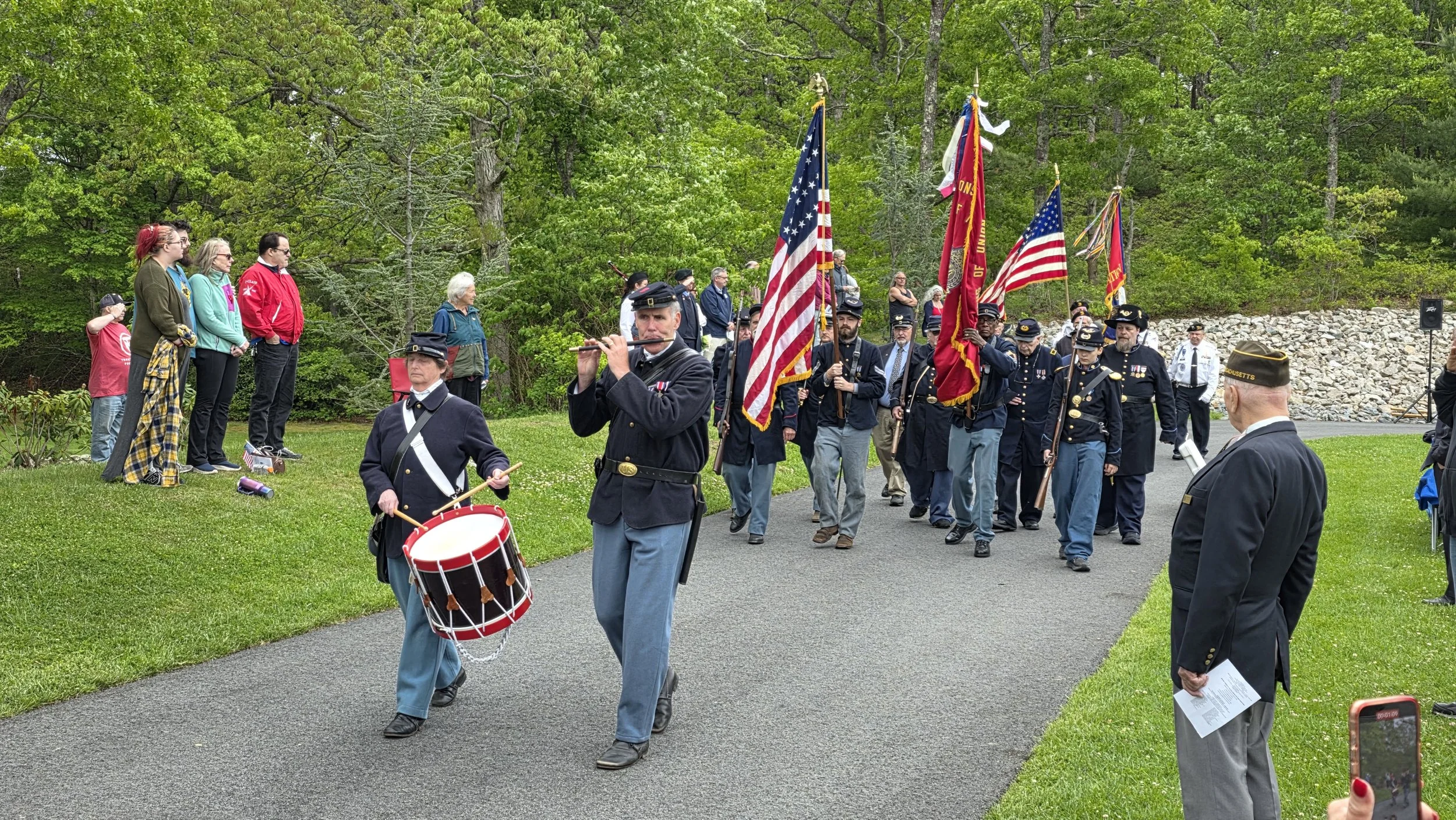 Fife & Drum leading the color guard at Bourne National Cemetery