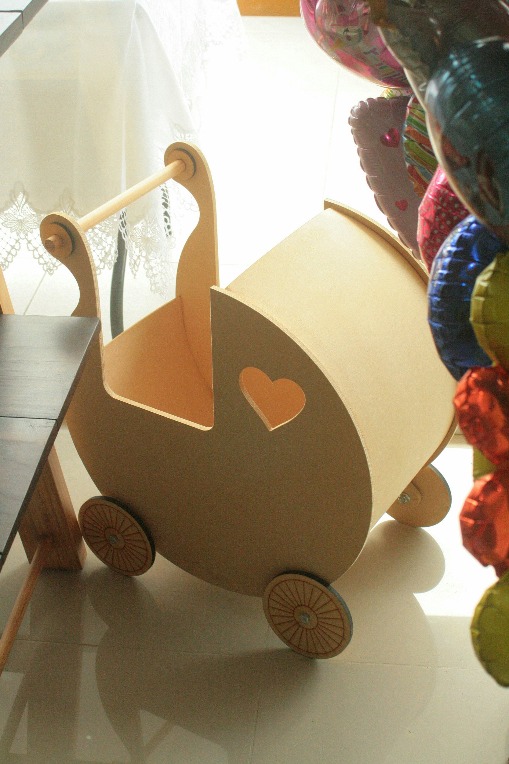 wooden baby pram toy