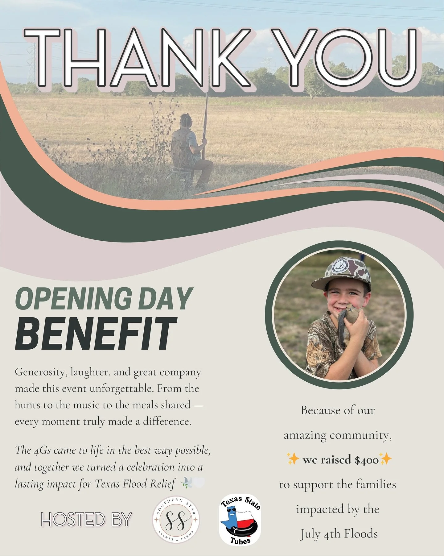 Community isn&rsquo;t just about gathering &mdash; it&rsquo;s about lifting each other up ❤️🤍💙

One unforgettable day of hunts, songs, and shared meals turned into hope for families who need it most. Together, we raised $400 for July 4th Flood Reli