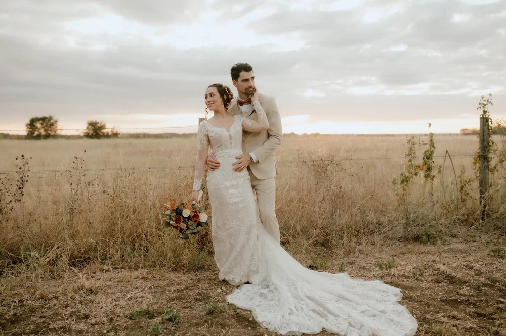 A couple celebrating their wedding on the Southern Star grounds
