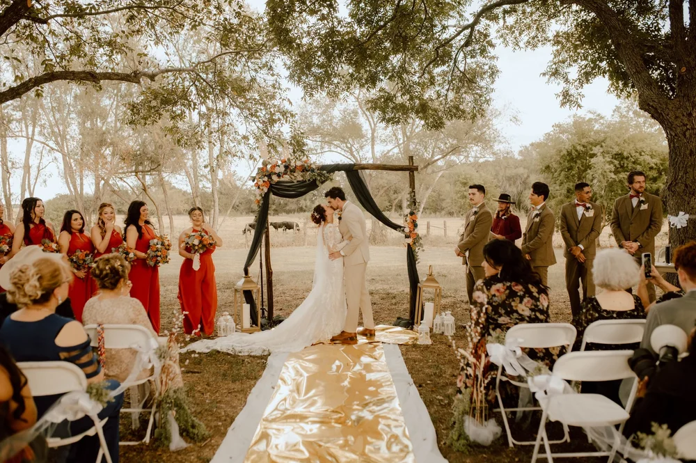 A shaded outdoor wedding ceremony at Southern Star