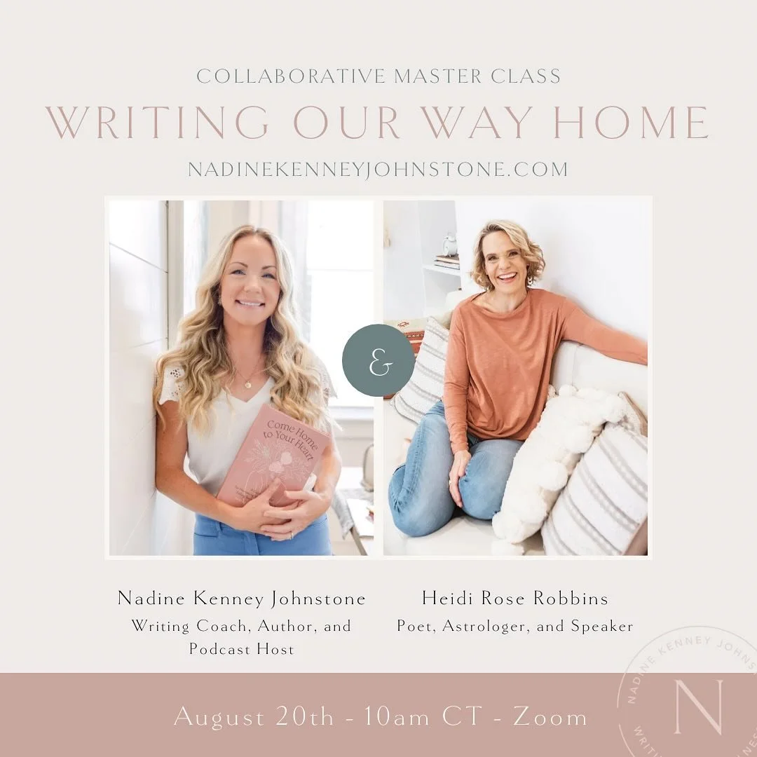 So excited for this writing masterclass with poet and teacher extraordinaire, @heidiroserobbins!This will be such a heart-centered workshop. I hope you&rsquo;ll join us! More info at nadinekenneyjohnstone.com/classes
.
.
#shewrites #womenwrite #write