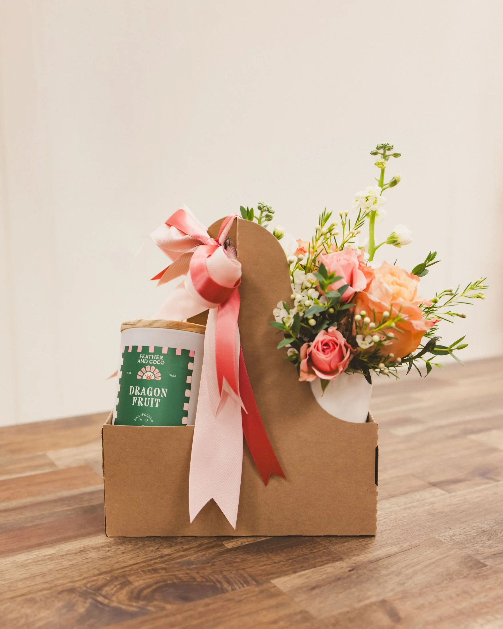 Valentine Flowers + Candle (Dragon Fruit)