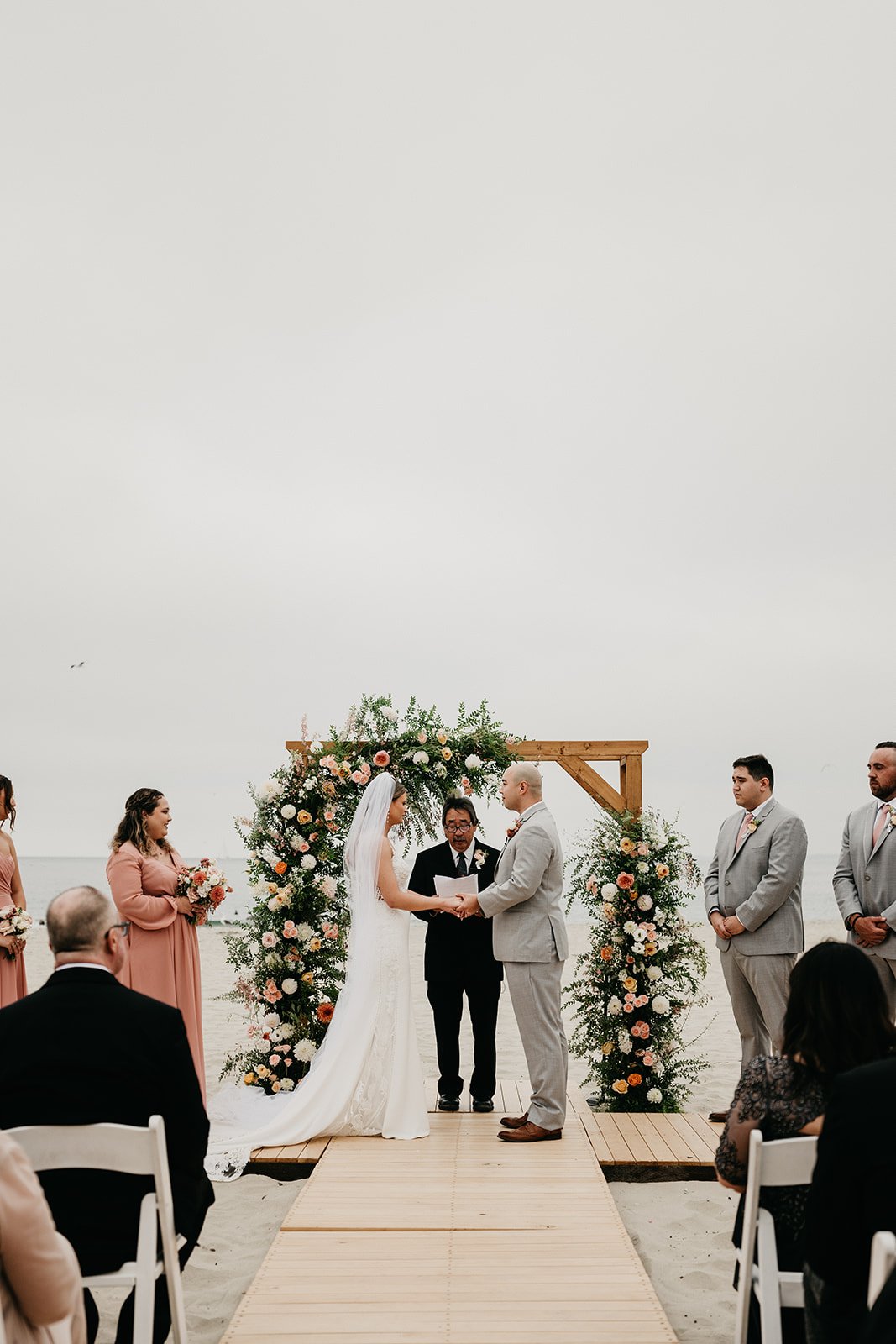 monterey beach wedding ceremony floral arrangements