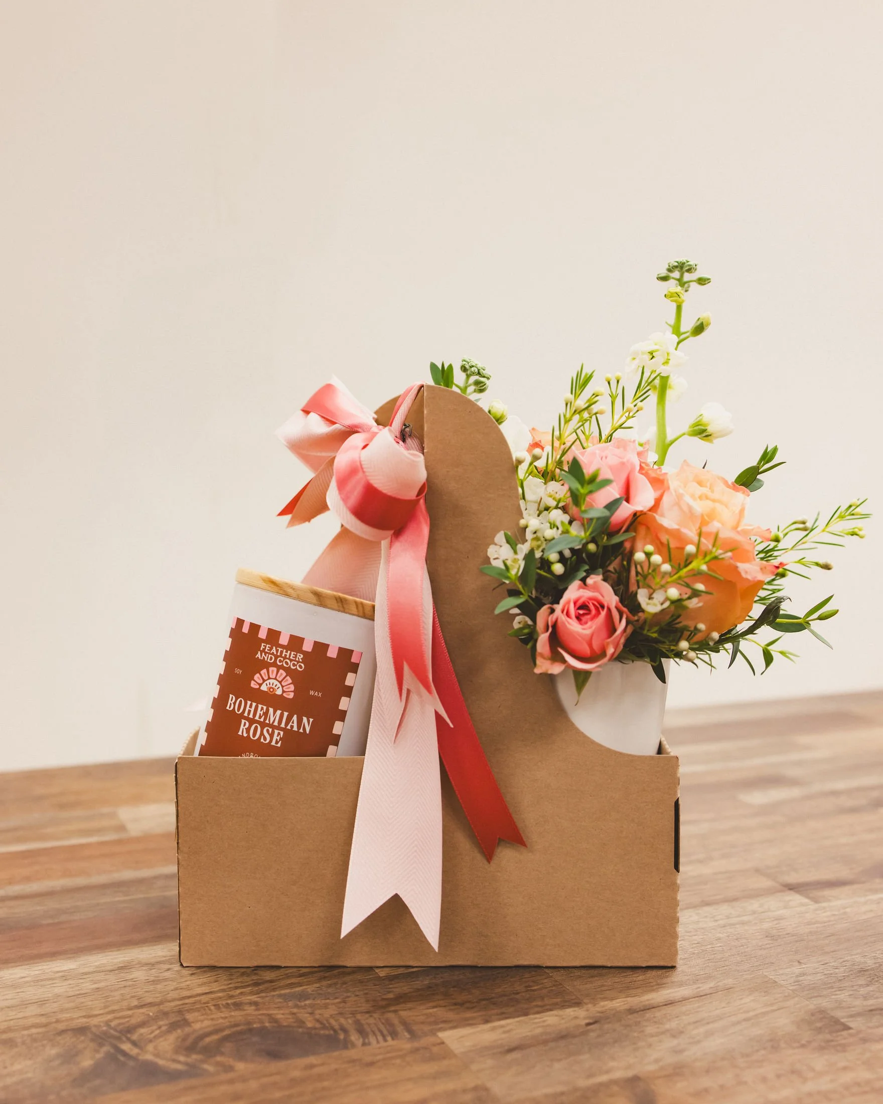 Valentine Flowers + Candle (Bohemian Rose)