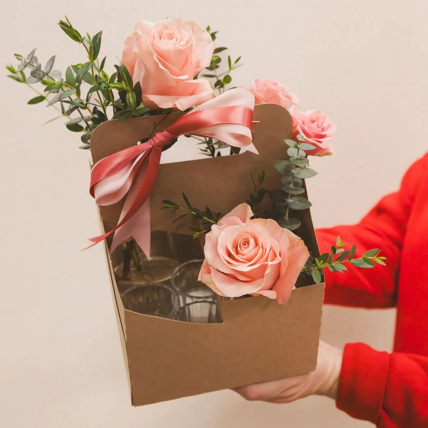 Pink Bud Vase & Tealight Candle Valentine Set