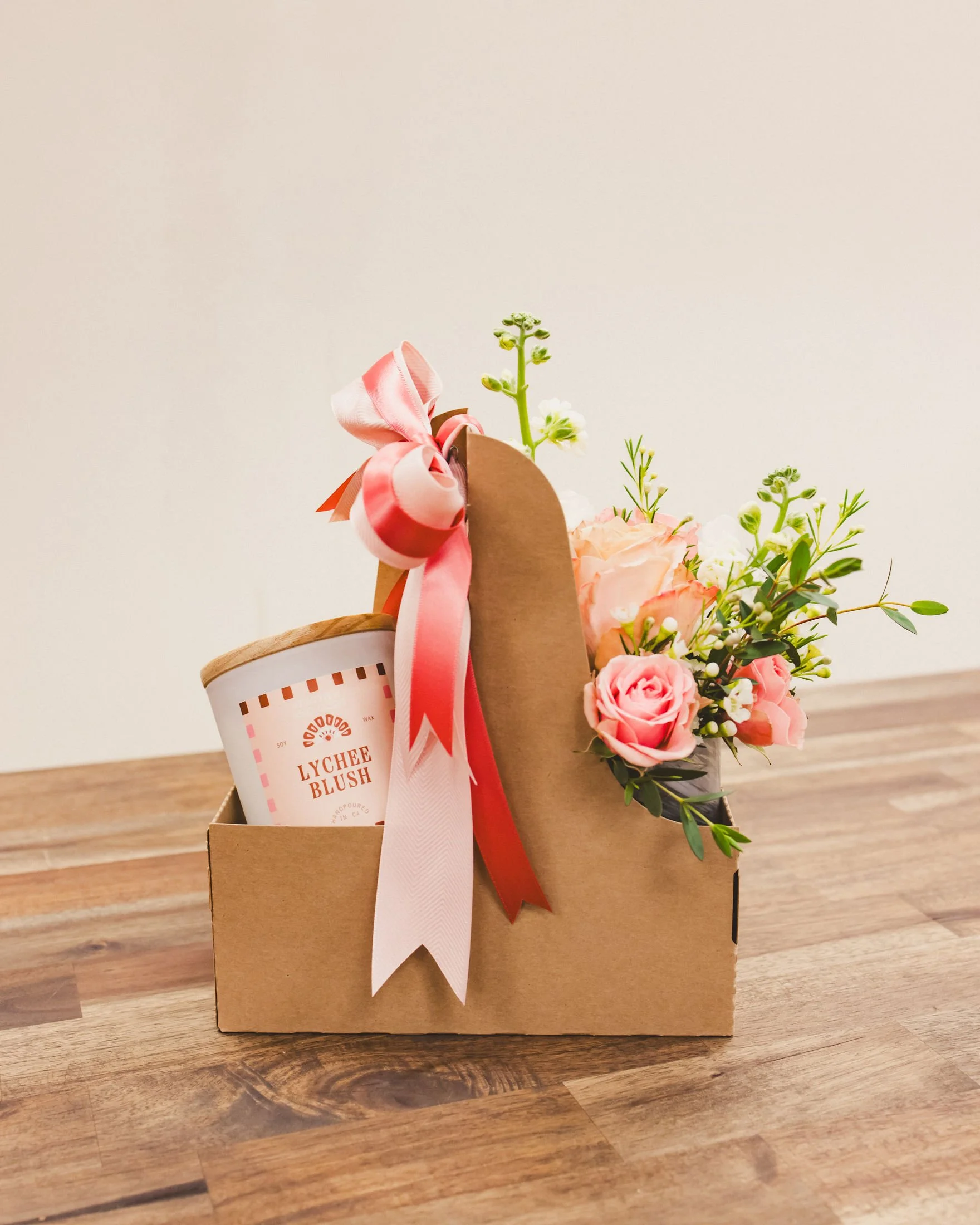 Valentine Flowers + Candle (Lychee Blush)