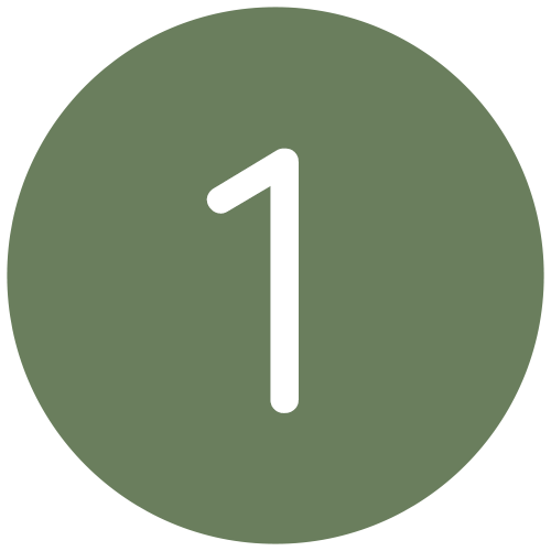 Green circular badge with the number one in white.
