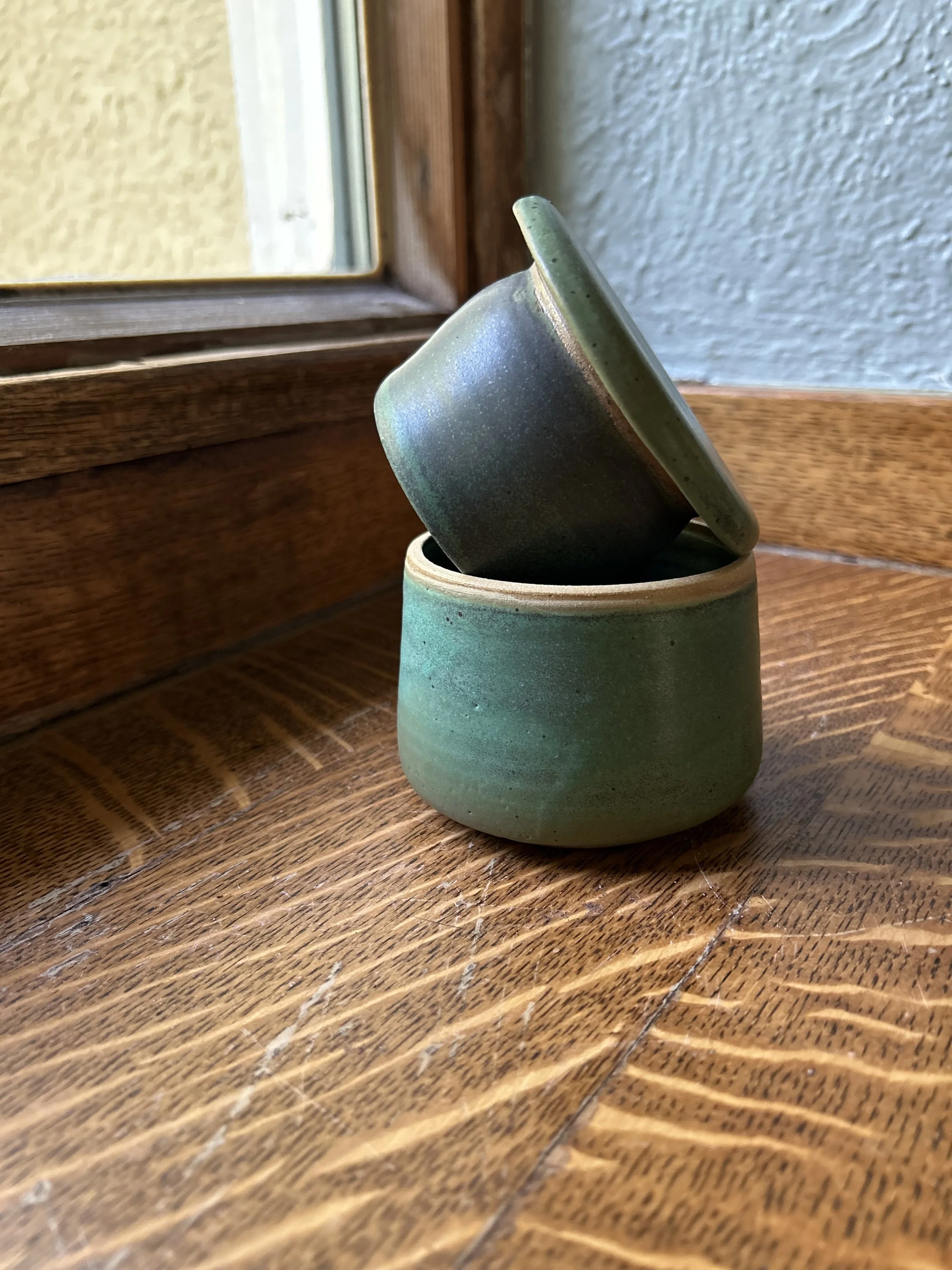 Butter bell, patina green