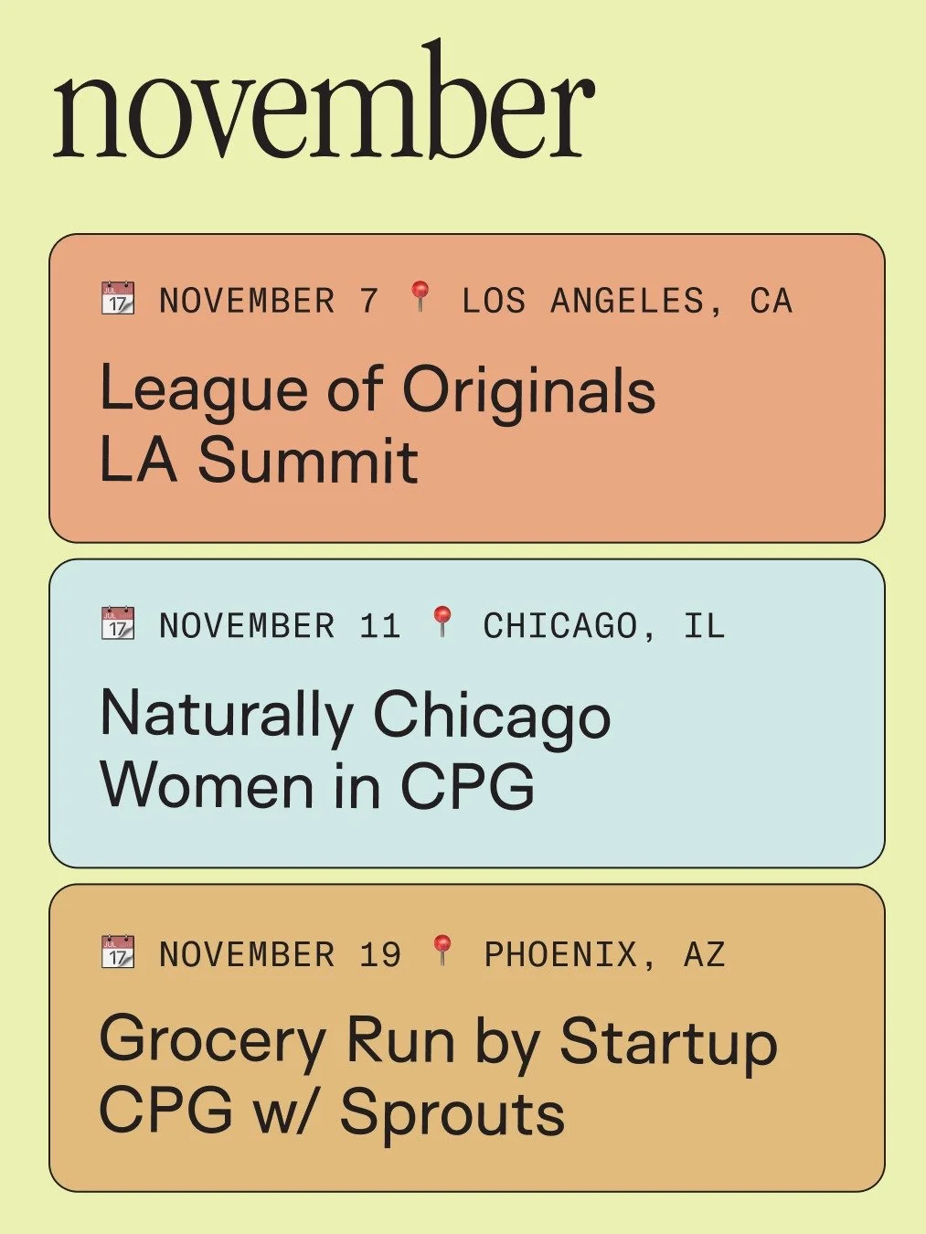 Our team is keeping the momentum going this November&mdash;meeting incredible brands we know our everyday creators will love sharing about! ✨

Here&rsquo;s where we&rsquo;ll be this month:
📍 Nov 7: @leagueoforiginals (Los Angeles, CA) &mdash; Our CE