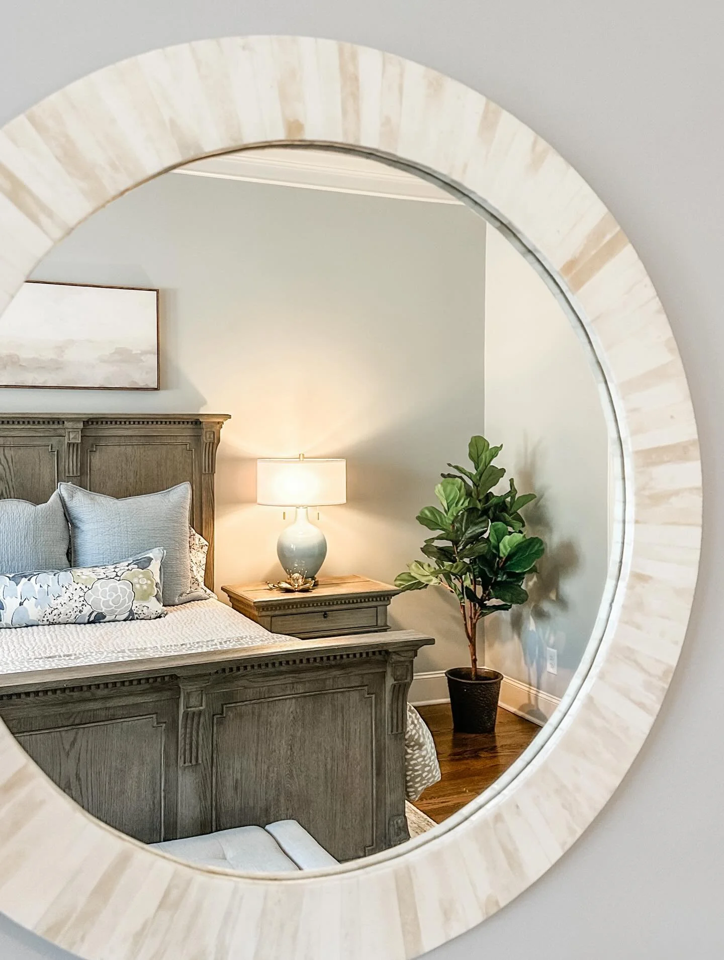 A beautiful transformation doesn&rsquo;t always mean starting from scratch! By keeping the large furniture pieces and simply layering in new bedding, plush pillows, and statement lighting, this master bedroom was completely refreshed. Thoughtful deta