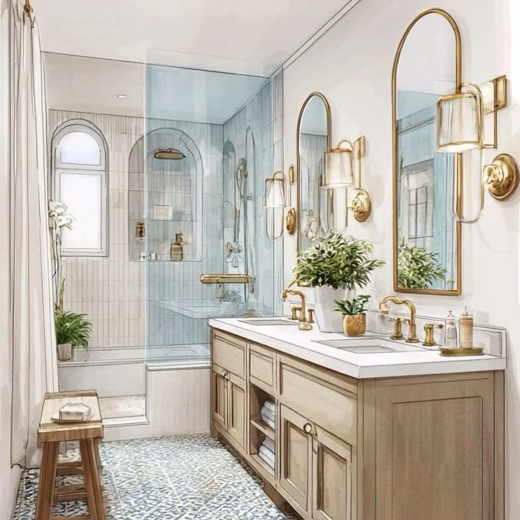 A master bathroom should feel like a daily escape, not just a pretty room.

This renovation was all about intentional design:
&bull; A statement tile that delivers instant wow the moment you walk in
&bull; A custom lower niche in the shower so you ca