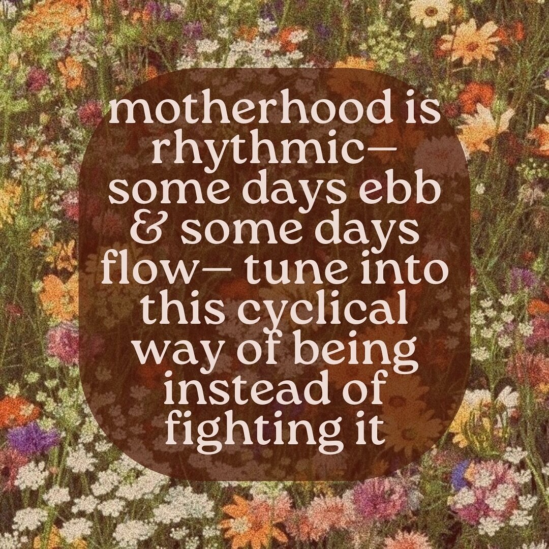 Last week I was reminded by @the.kat.river that motherhood is rhythm. Some days are extremely easy. Some days flow. And other days are extremely hard. 

Women are cyclical. By nature we are changing each day of the month. 

You can fight that or you 