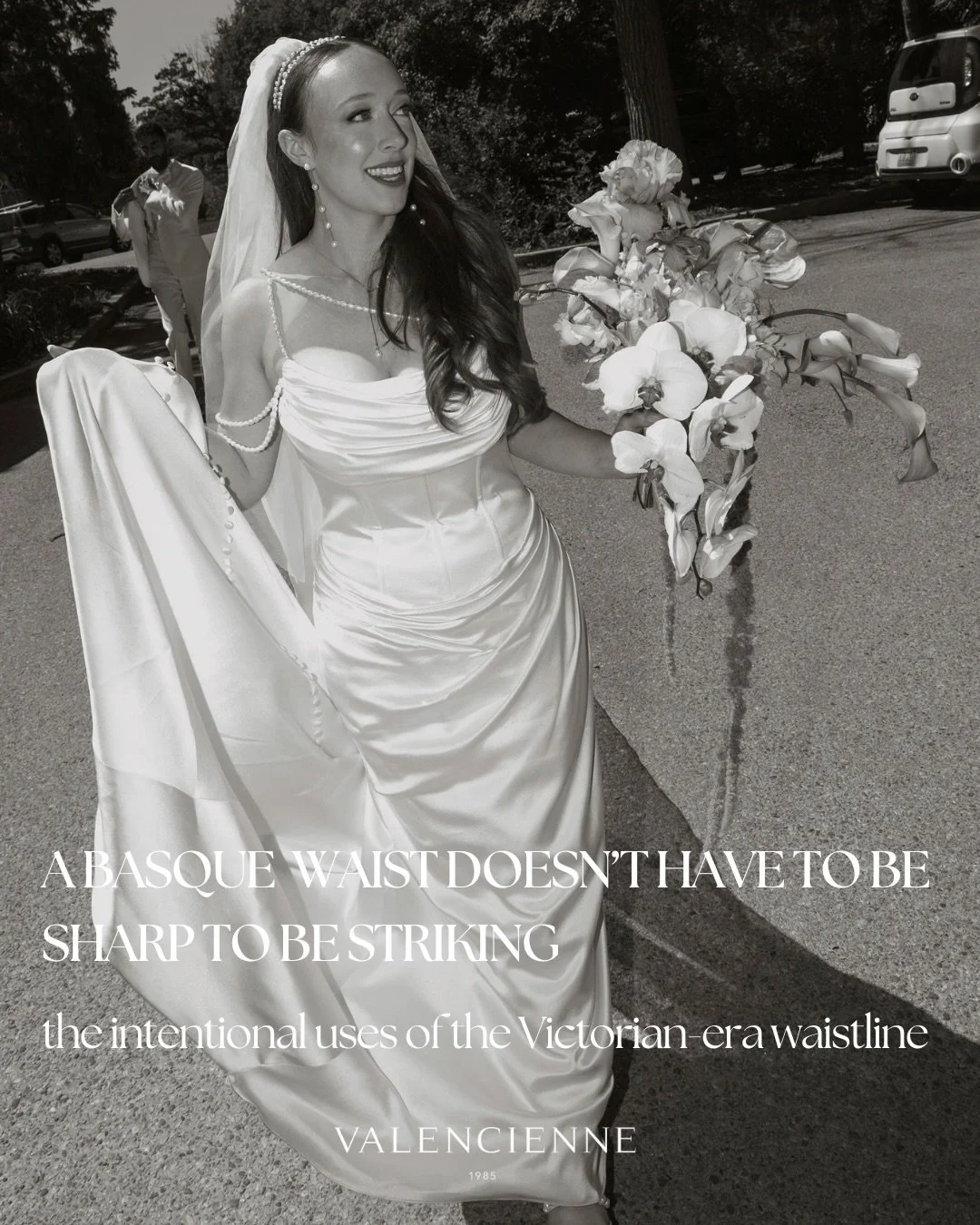 The ever-popular basque waist &mdash; personalized. 

Softened. 
Rounded. 
Layered with movement. 

Bespoke, made especially for Kaira. 

Photography: @joelandjustyna 
Bride: @kairachardais 

Do you prefer a V or U shaped basque waistline?