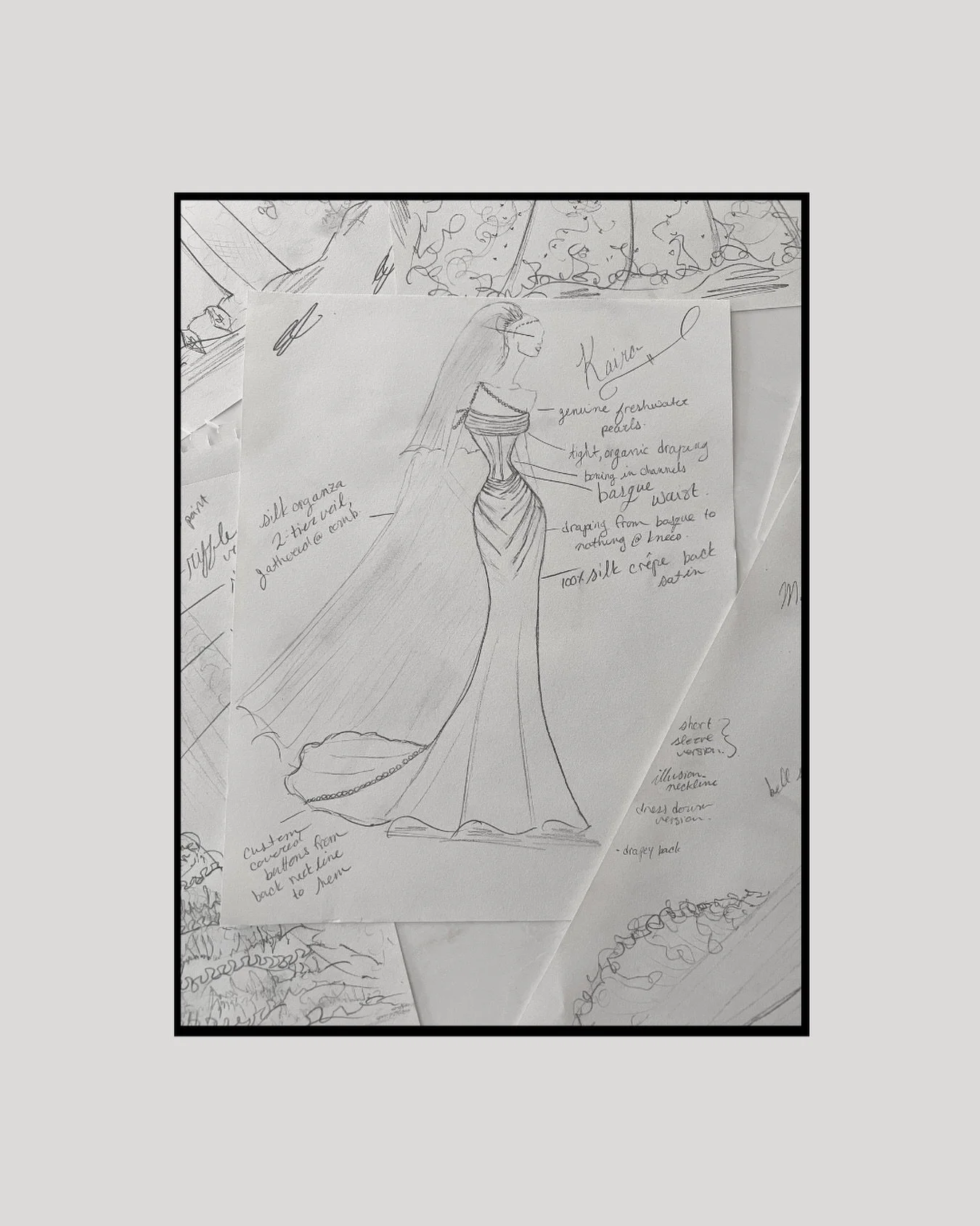 the roots before the blossom 

&mdash;&mdash;

Every garment we create begins with a sketch, often the first visualization of a dress that does not yet exist, but will soon begin budding into creation, and fully flower with each final touch. 

@kaira
