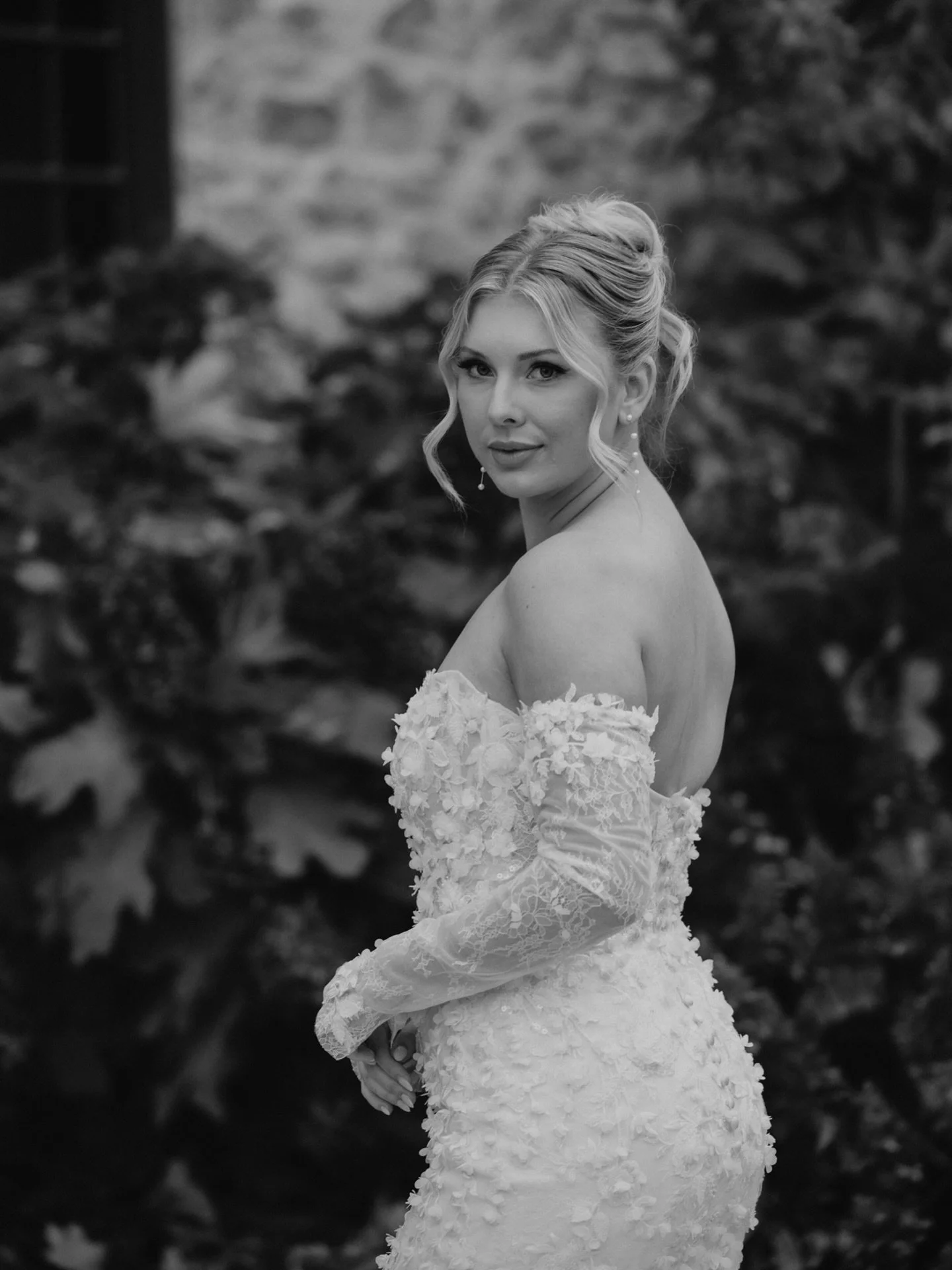 chantilly lace and hundreds of hand-sewn 3D floral appliqu&eacute;s

&mdash;&mdash;

I truly believe all brides want to look timeless. I hear so after that the desire is for a bridal look that won&rsquo;t date, and won&rsquo;t be something the bride 