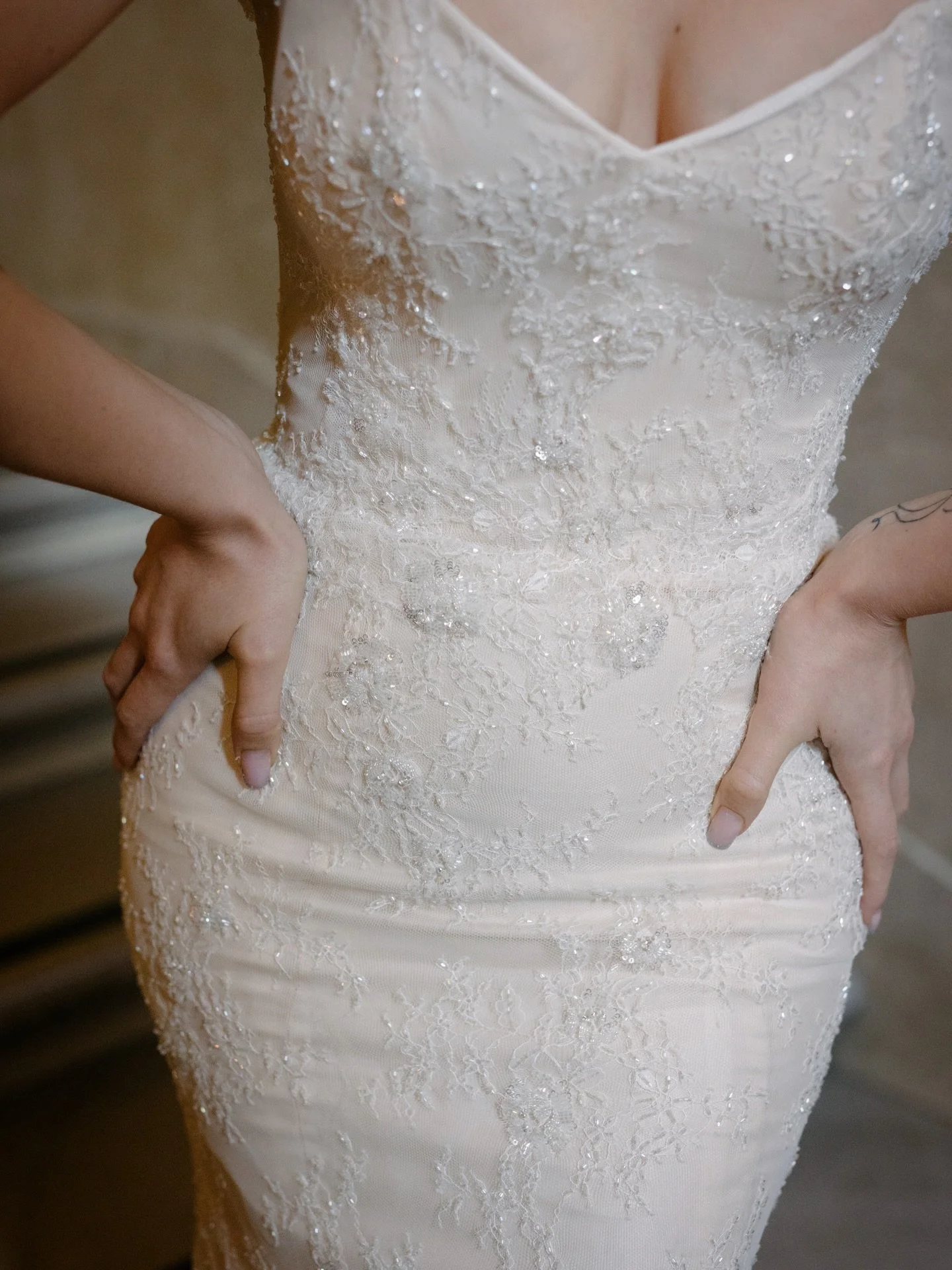 If there&rsquo;s one single piece you&rsquo;ll ever wear, that should be personalized, it should be your wedding dress. 

Created from hand-selected bugle beads, broken, beads, micro pearls, and sequins, the bespoke beading of this dress is an exampl