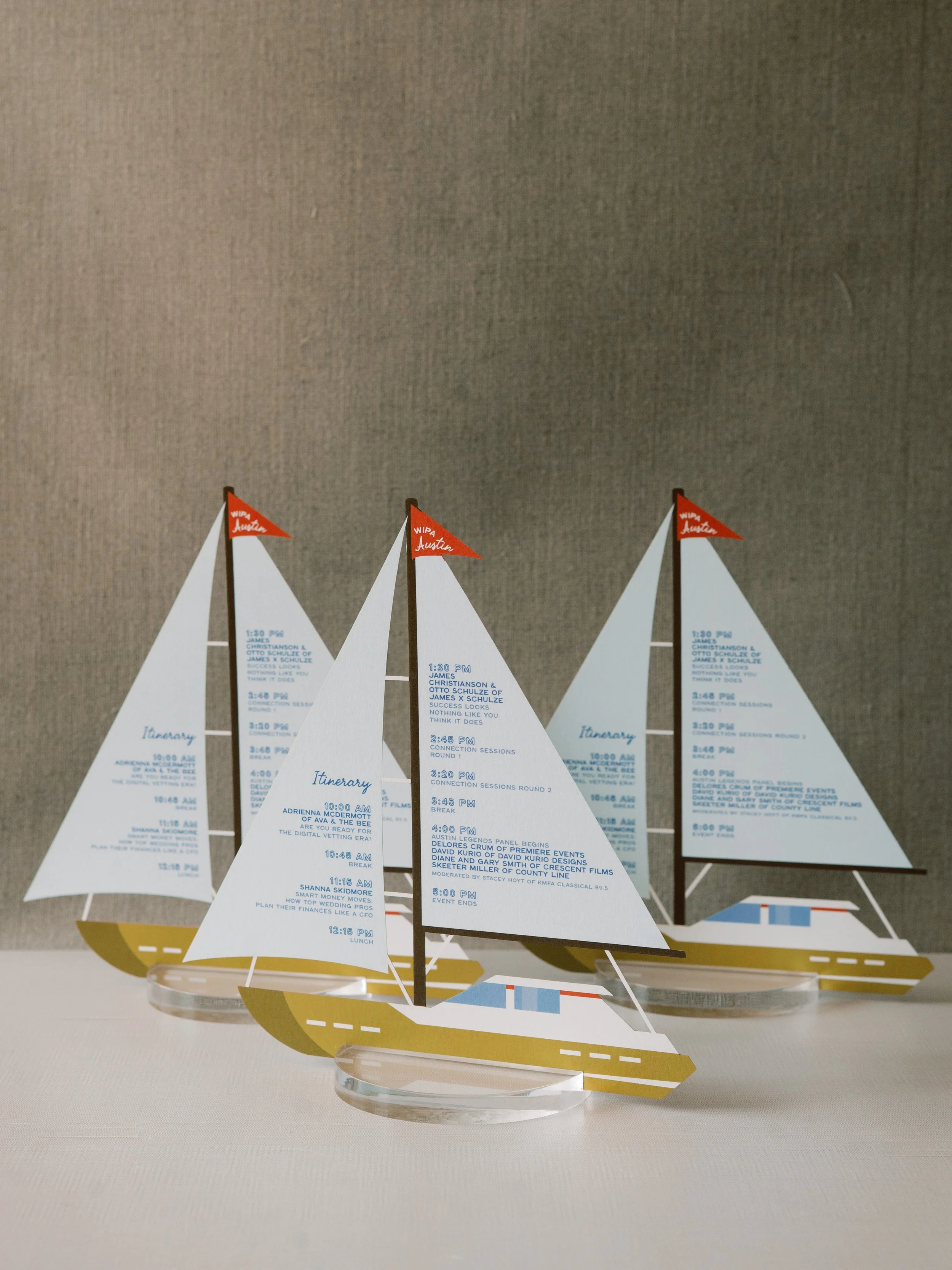 3D Laser Cut Boat Itineraries for Wedding Event