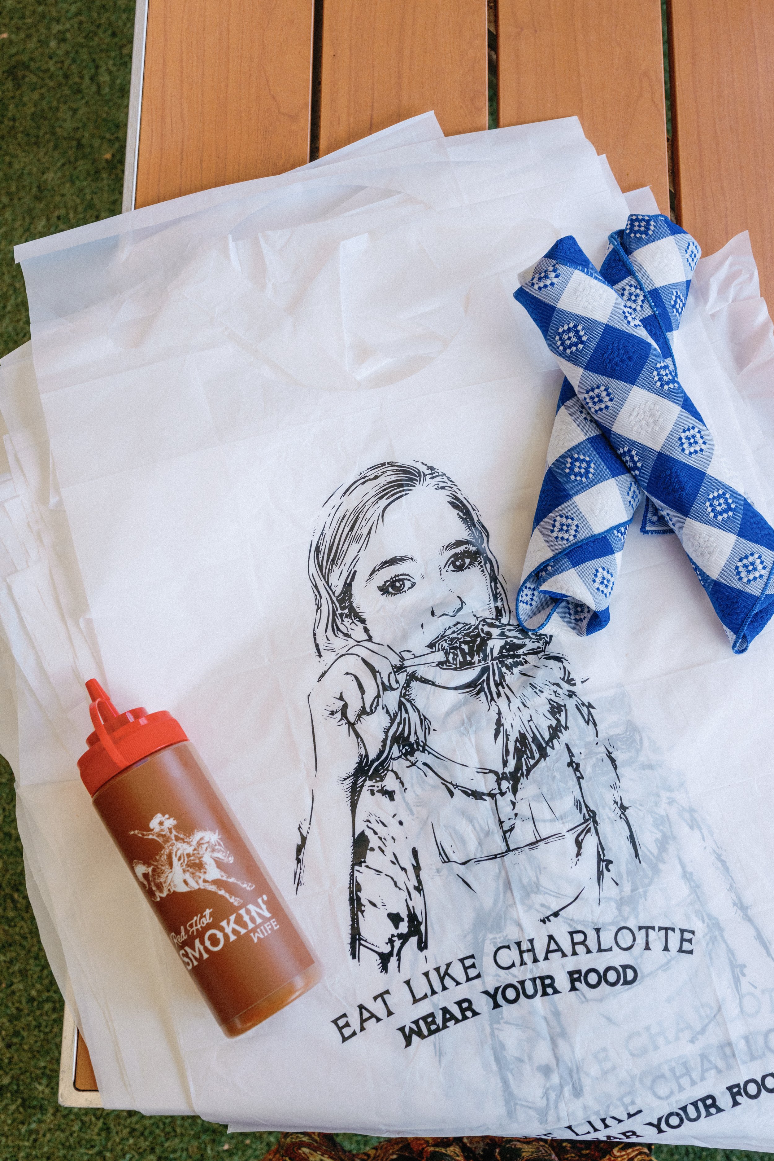 Barbecue Bib and Hot Sauce Bottles for Colorado BBQ Western Welcome Party