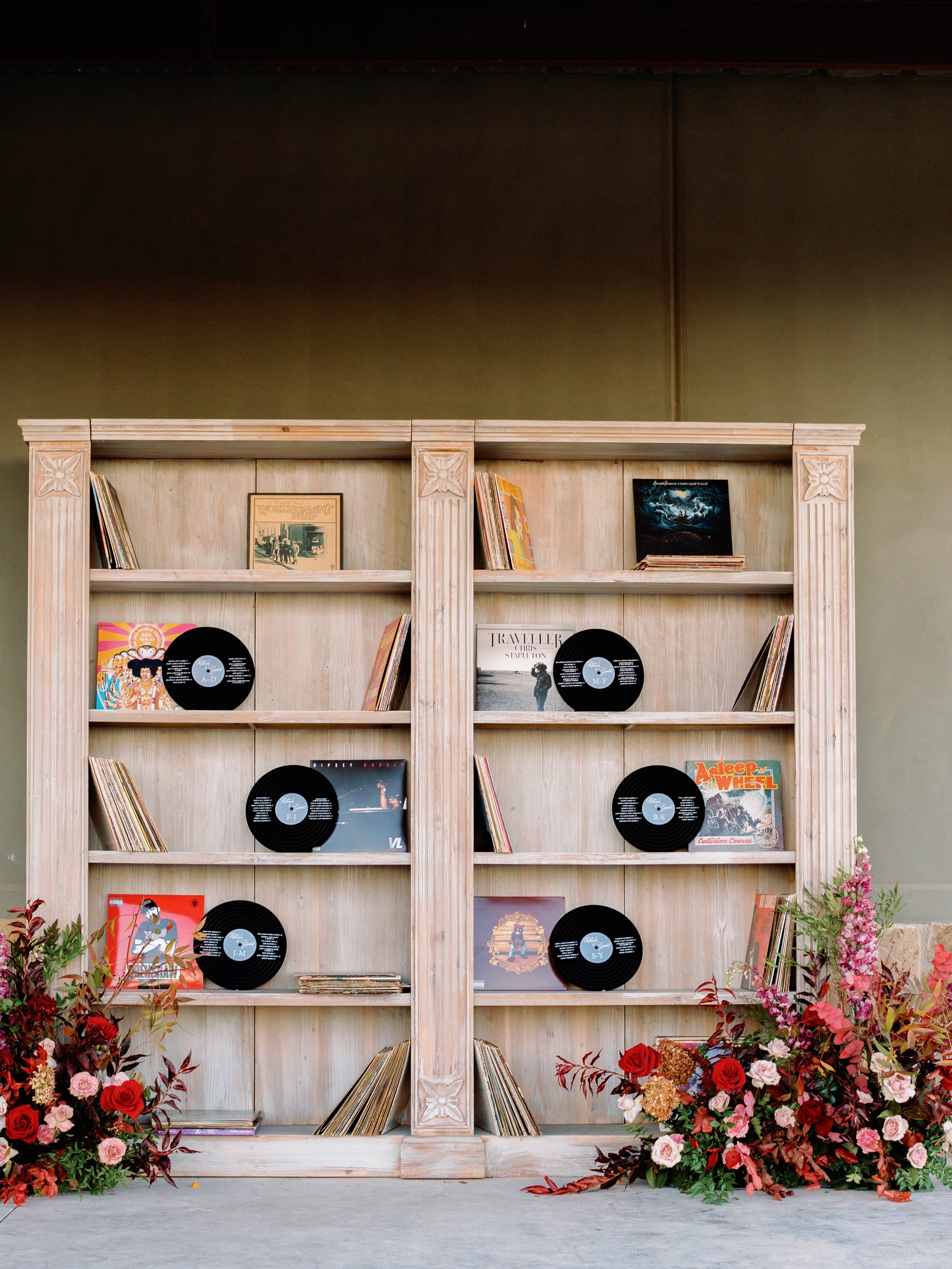 Vinyl Records with Guest Names for Seating Chart and Escort Cards Display