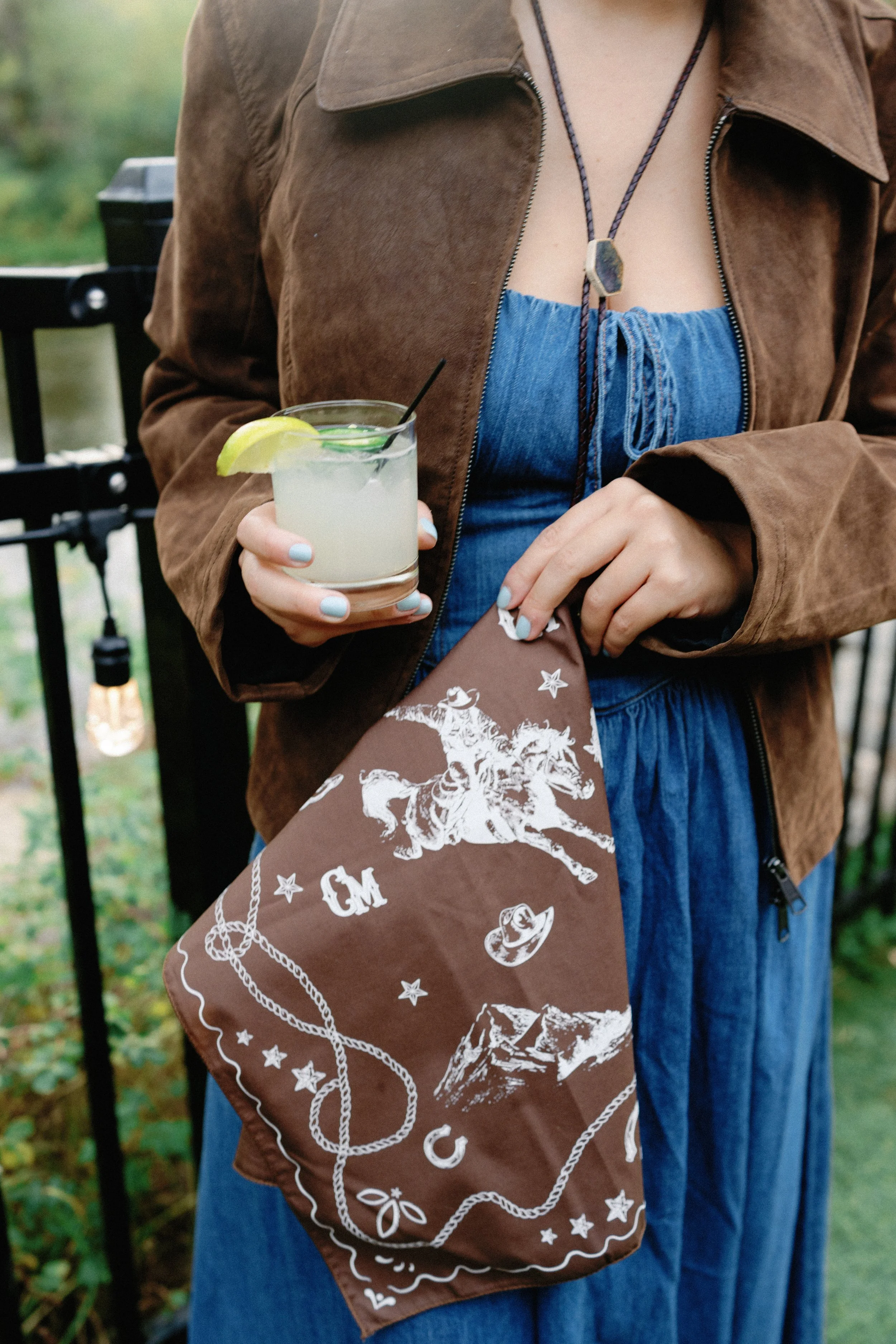 Brown and White Western Themed Bandanas for Colorado Wedding