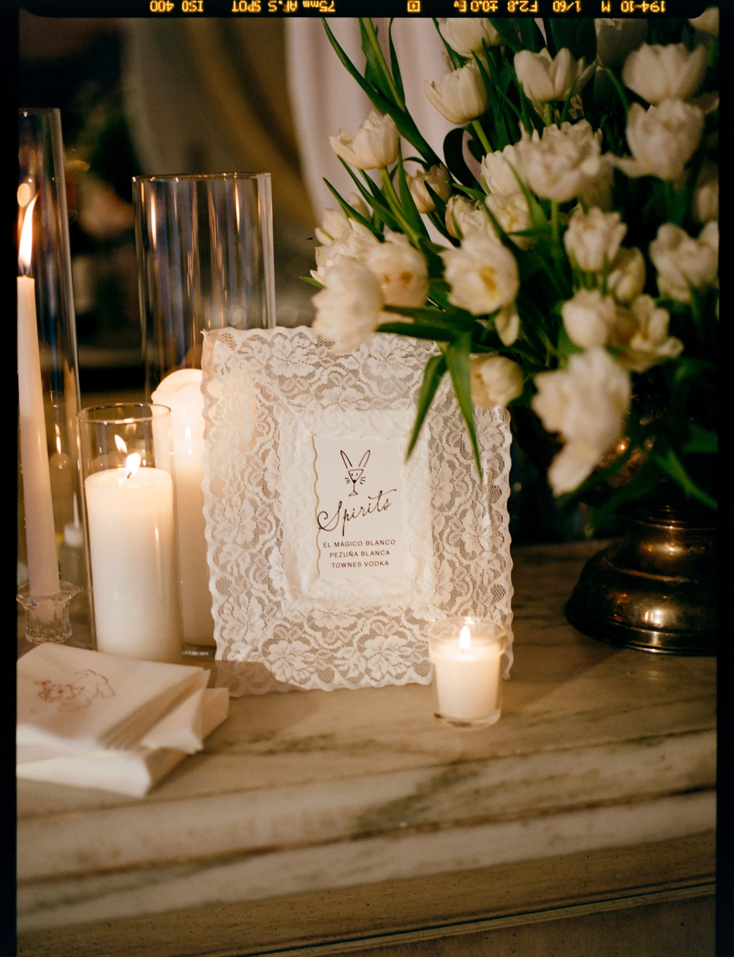 Lace Trimmed Bar Sign for Rosewood Mansion at Turtle Creek Wedding in Dallas