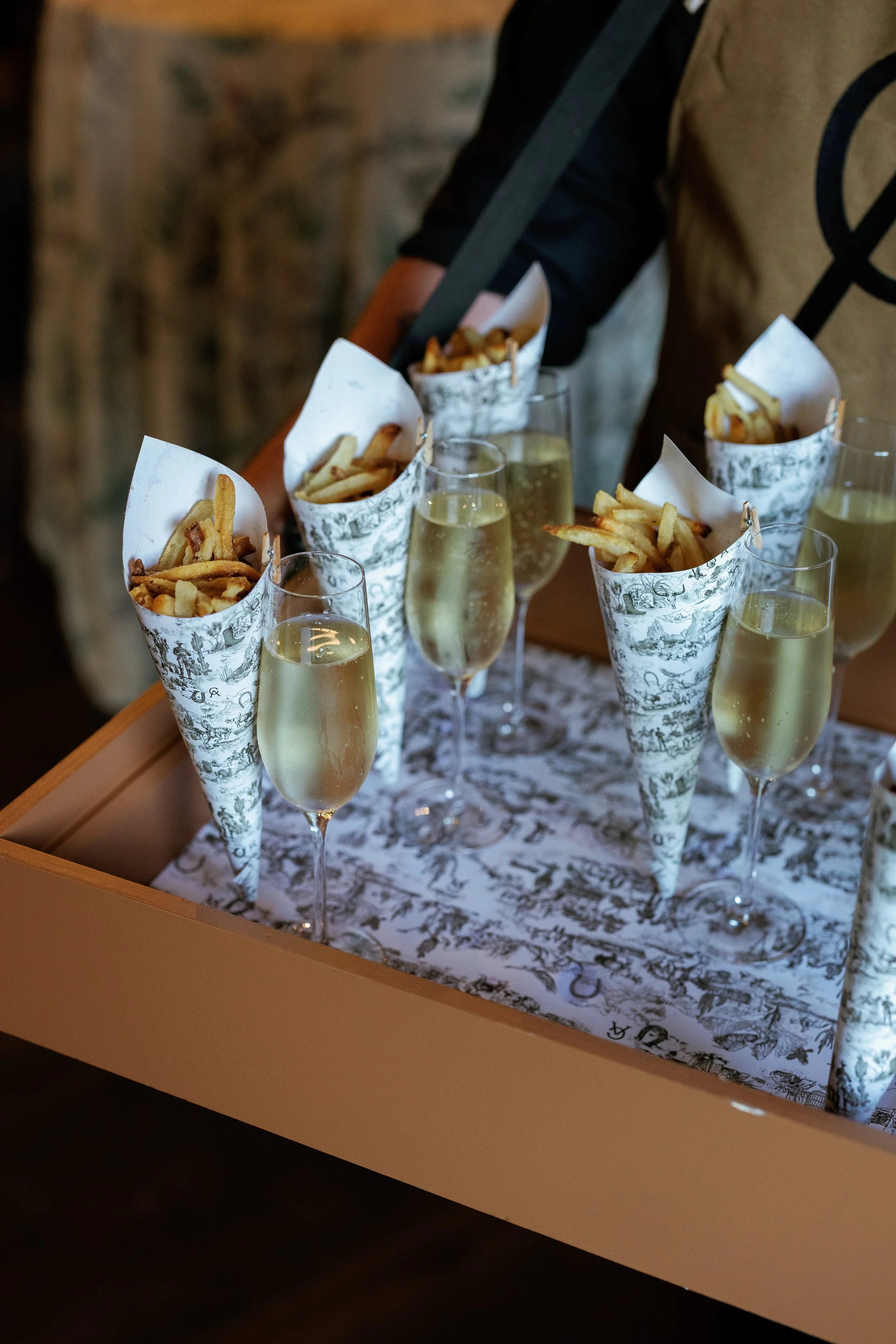 Western Country Toil Pattern for Late Night Snack Fry Cones for Fort Worth Stock Yards Wedding