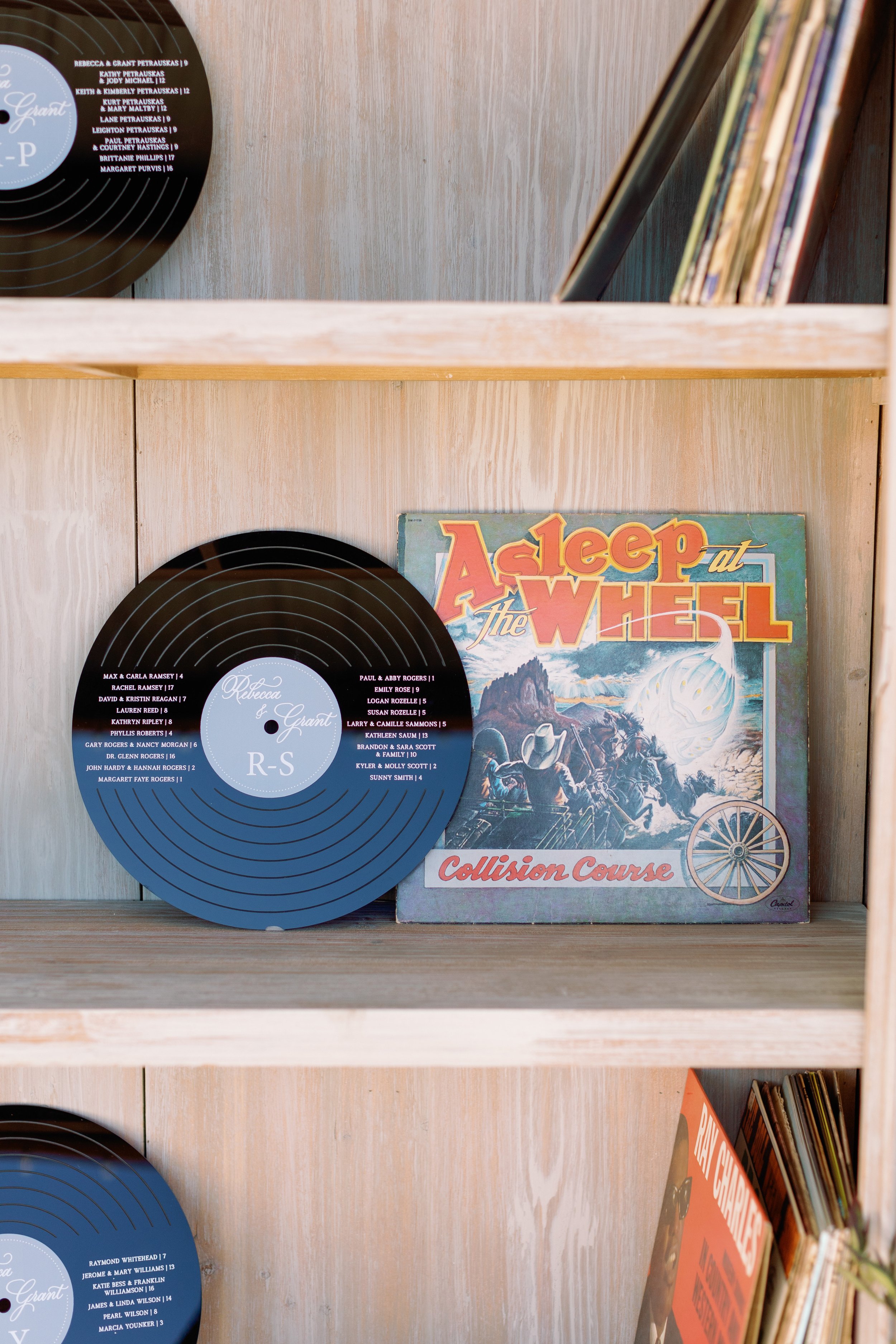 Vinyl Records with Guest Names for Seating Chart and Escort Cards Display